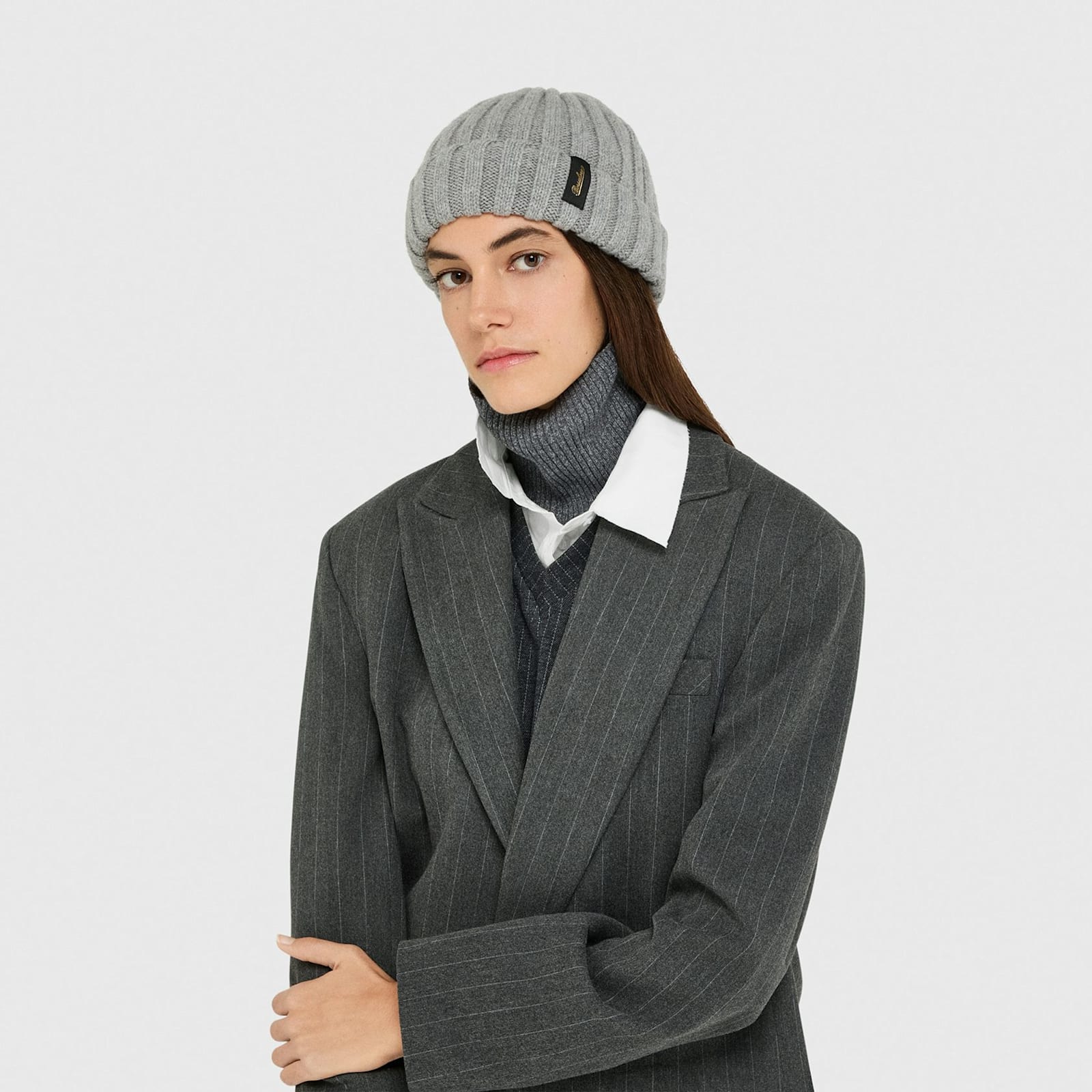 Shop Borsalino Hill Beanie Cashmere In Light Grey