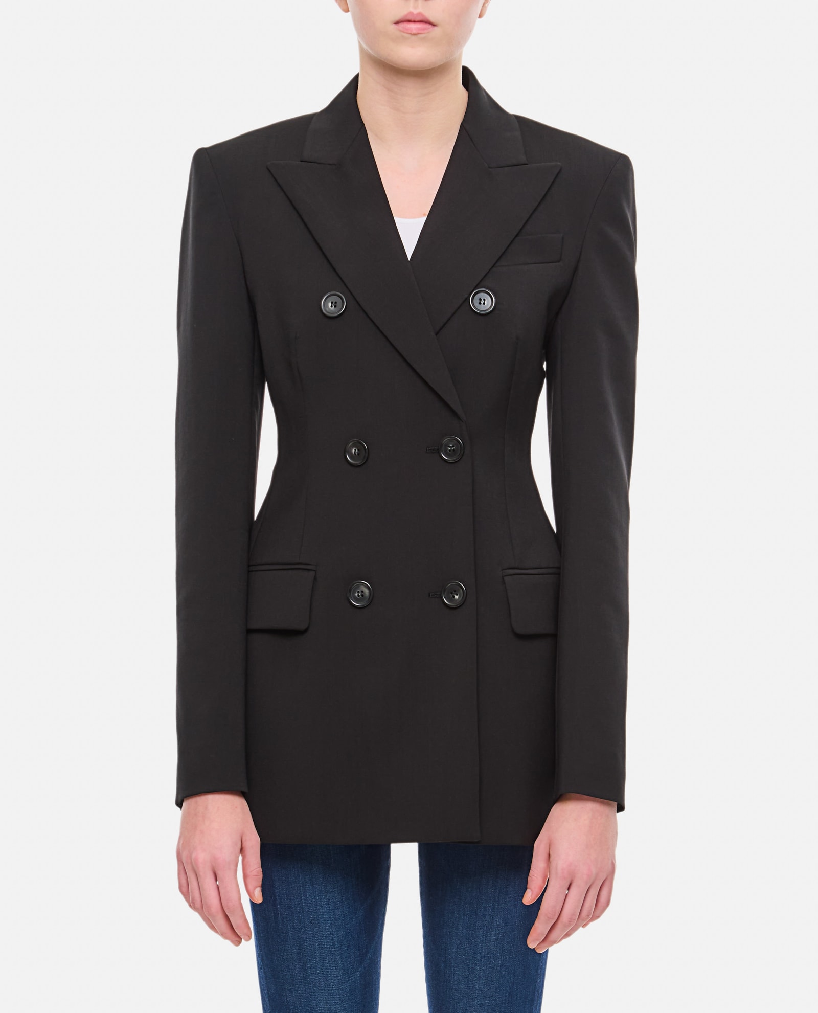 Shop Sportmax Adamo Double Breasted Blazer In Nero