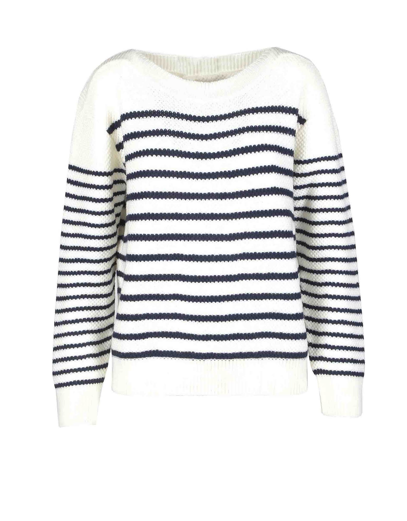 Les Copains Womens White / Blue Sweater