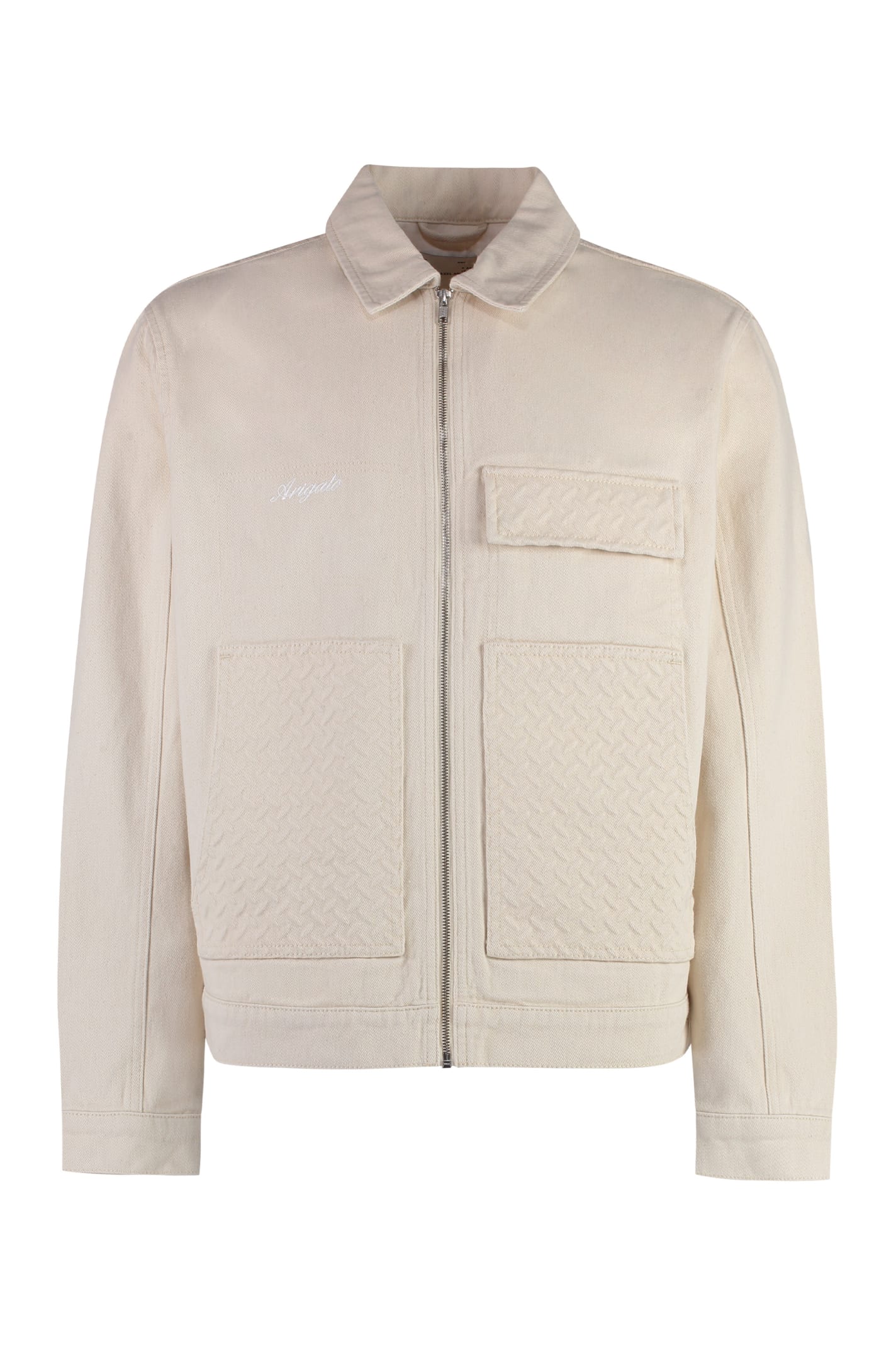 Shop Axel Arigato Grate Zippered Cotton Jacket In Beige
