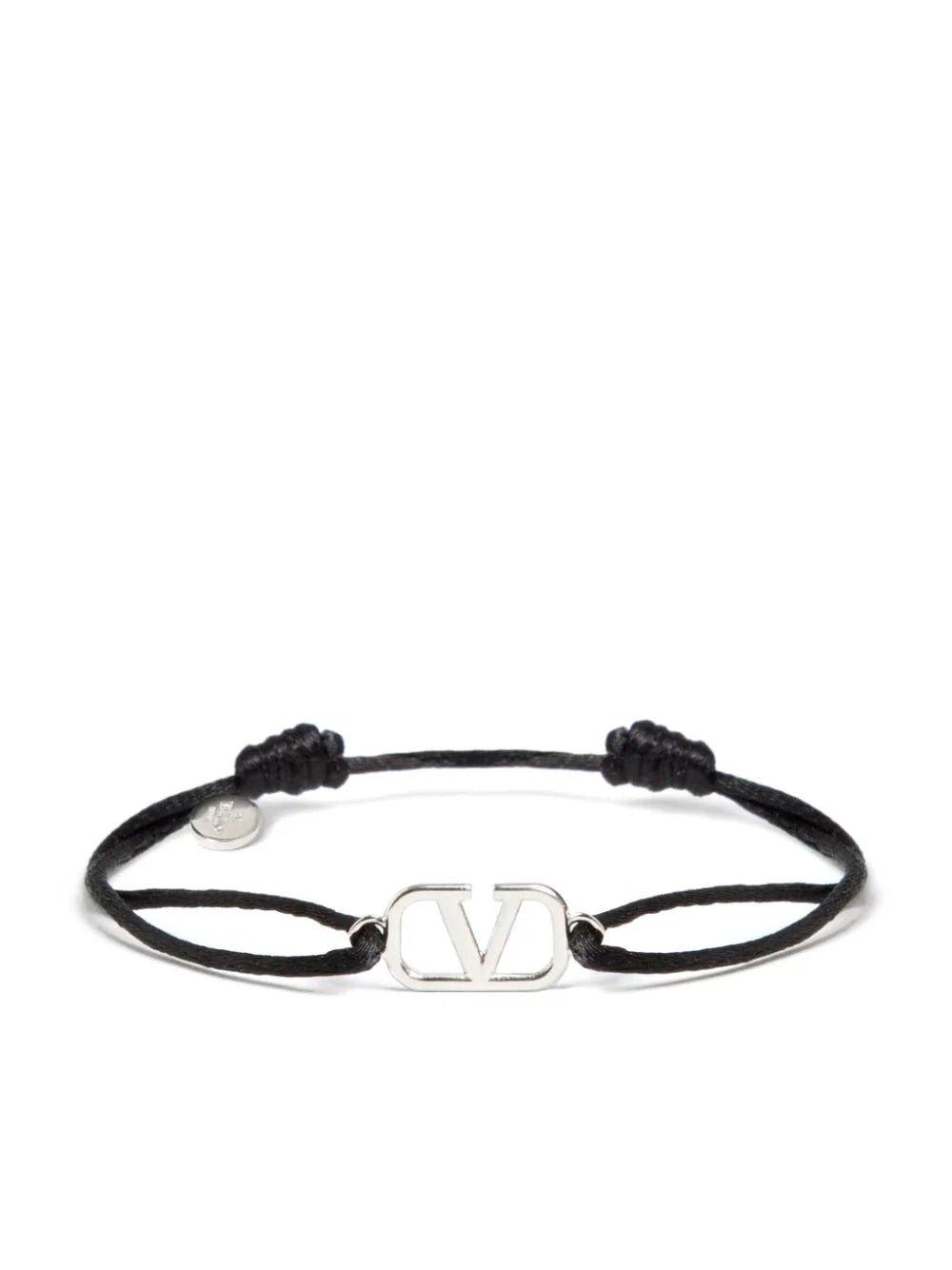 Valentino Garavani Logo Charm Bracelet In Black