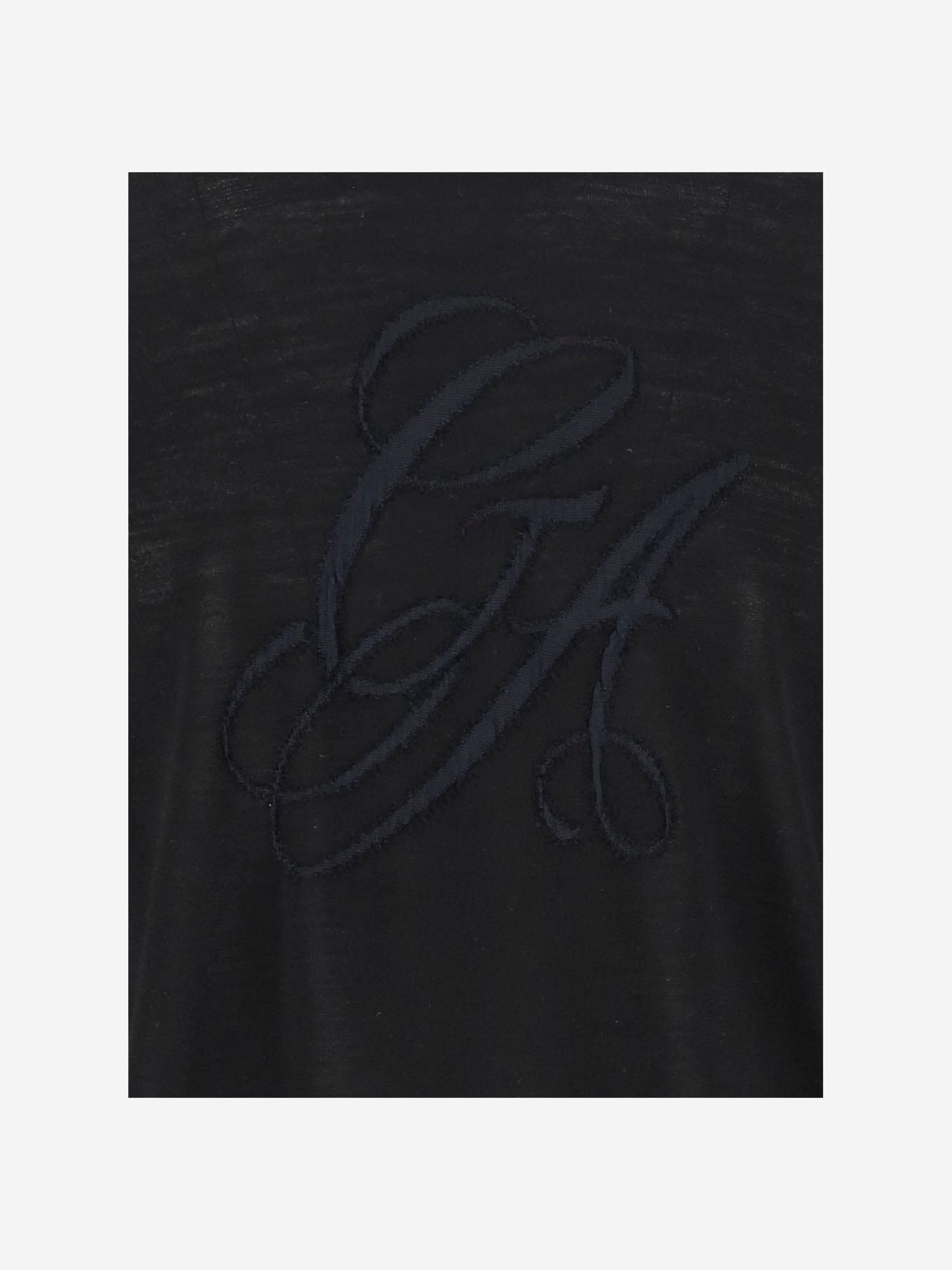 Giorgio Armani Black Crewneck Logo Sweater