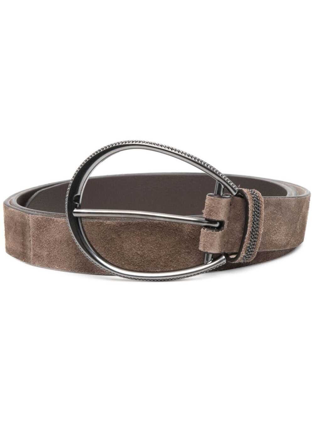 Brunello Cucinelli Suede Leather Belt With Monile Detail
