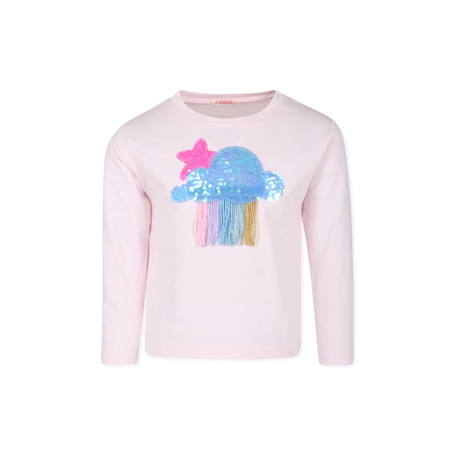 Billieblush Pink T-shirt For Girl With Cluods In Pink
