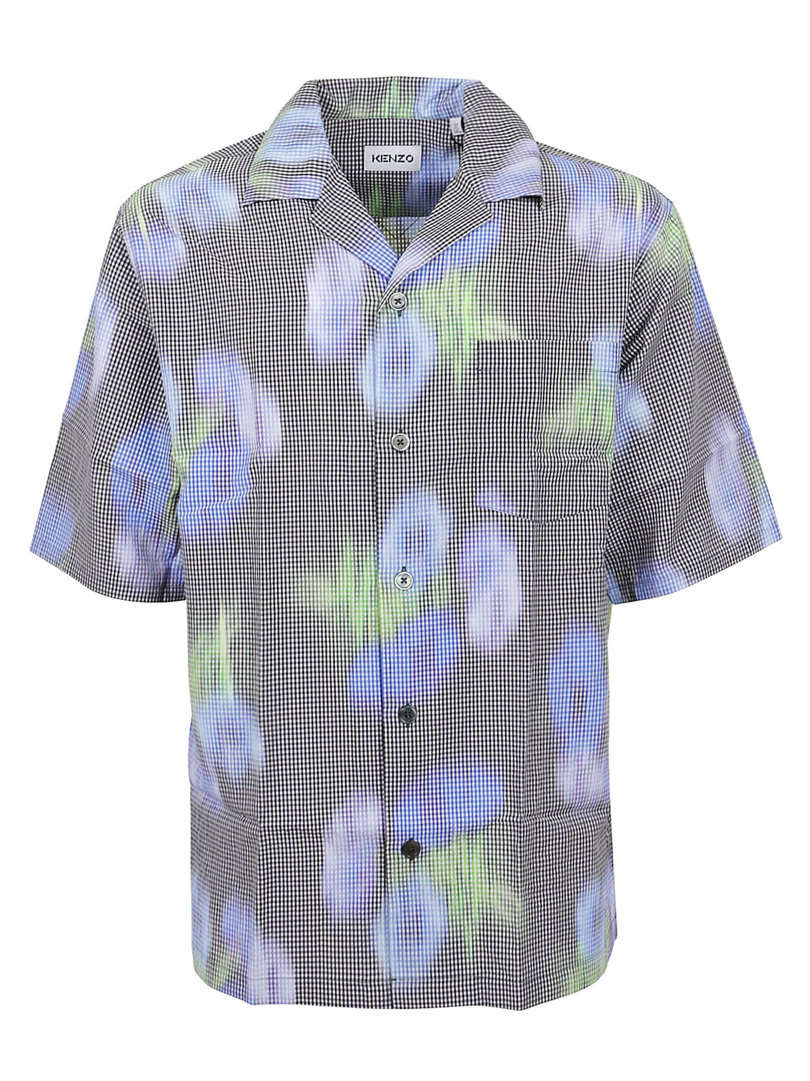 KENZO PRINTED SHORT SLEEVES SHIRT,FB55CH140.9S3 56 GREEN