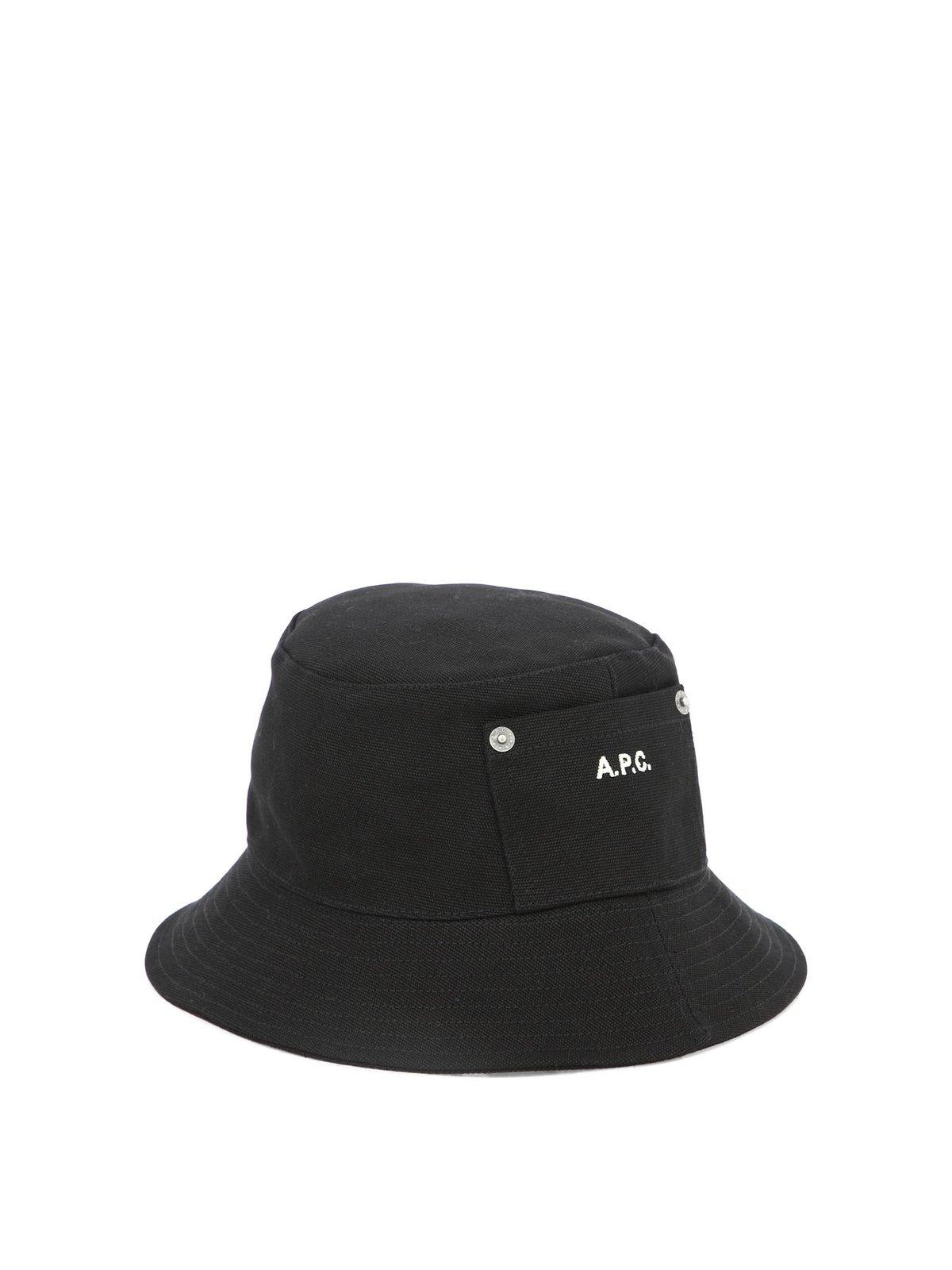 Apc Logo-embroidered Wide Brim Bucket Hat Hat In Black