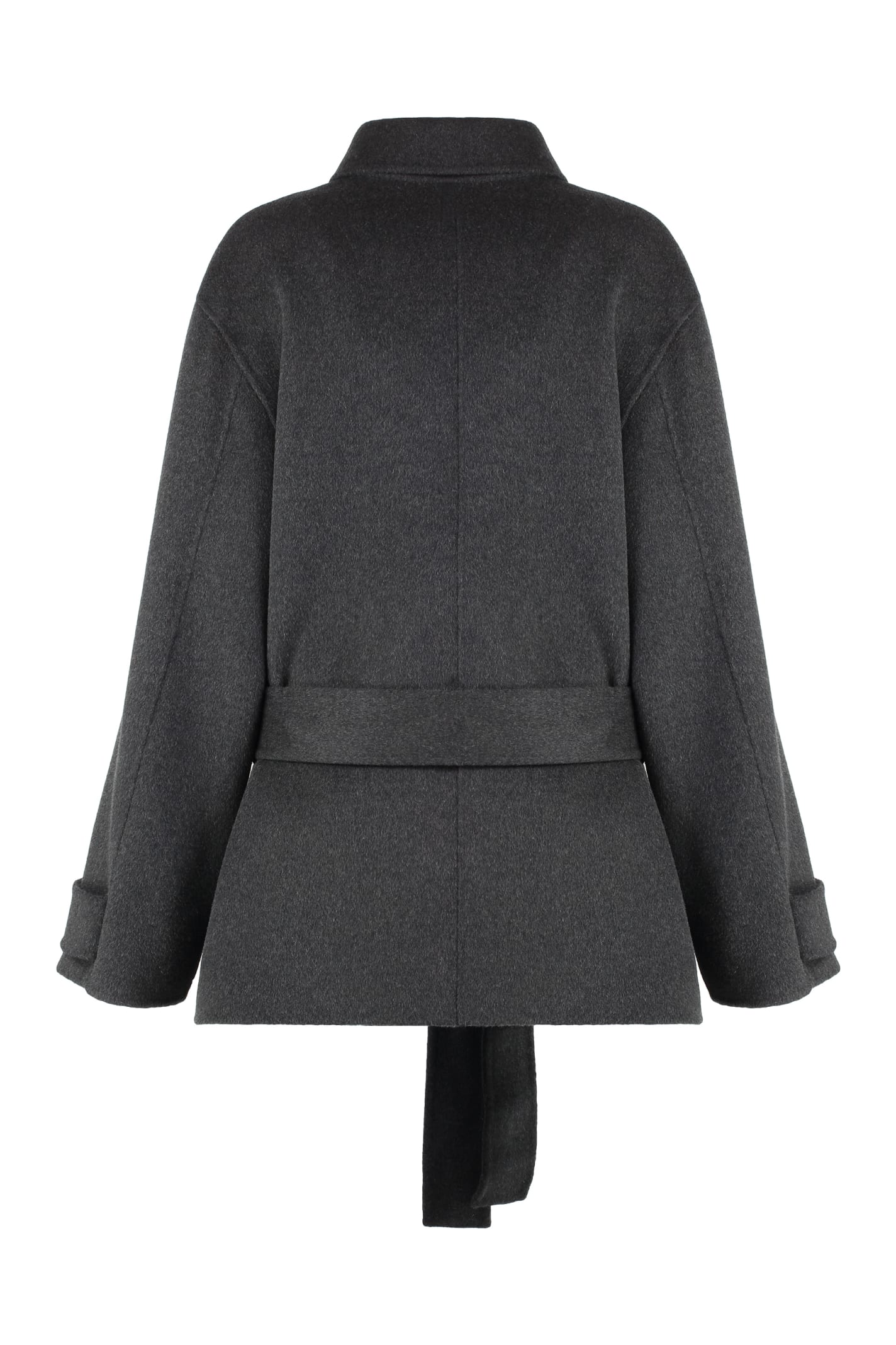 Philosophy Di Lorenzo Serafini Dark Grey Felted Wool Double-breasted Coat In Grigio
