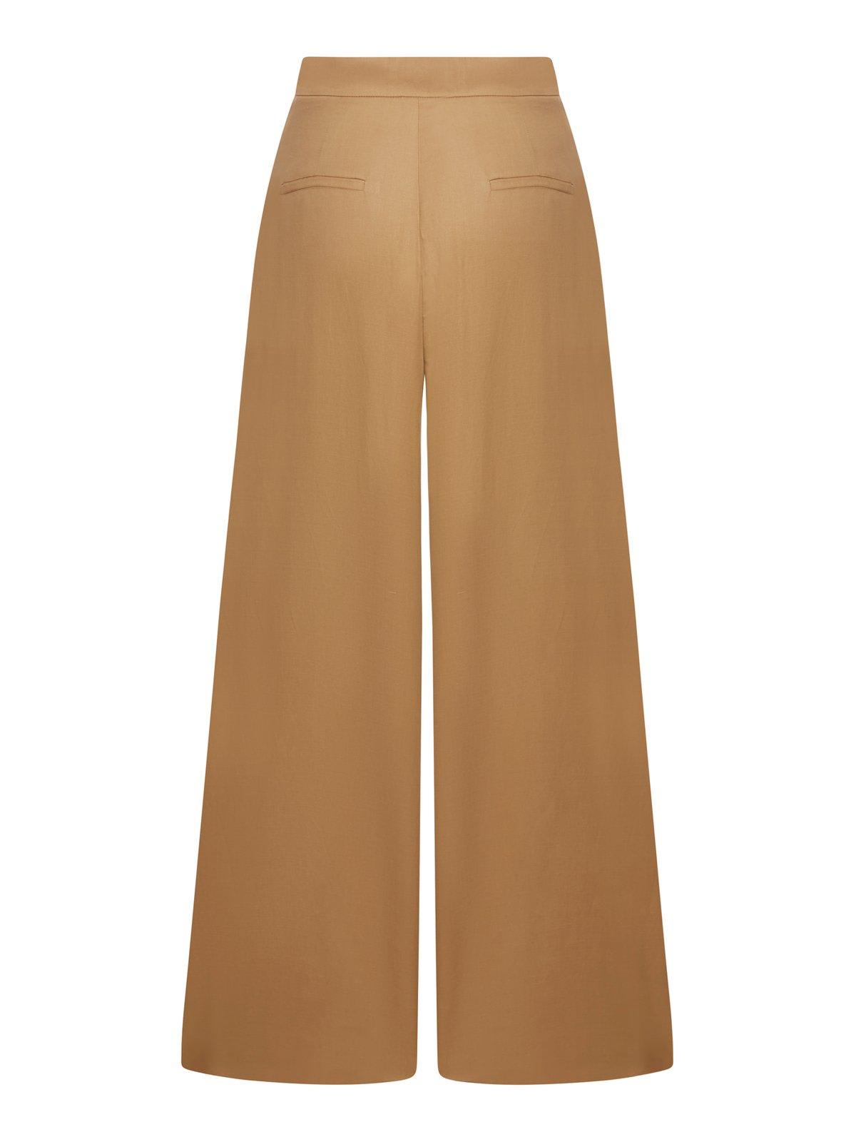 Shop Max Mara High Waist Wide Leg Pants In Beige