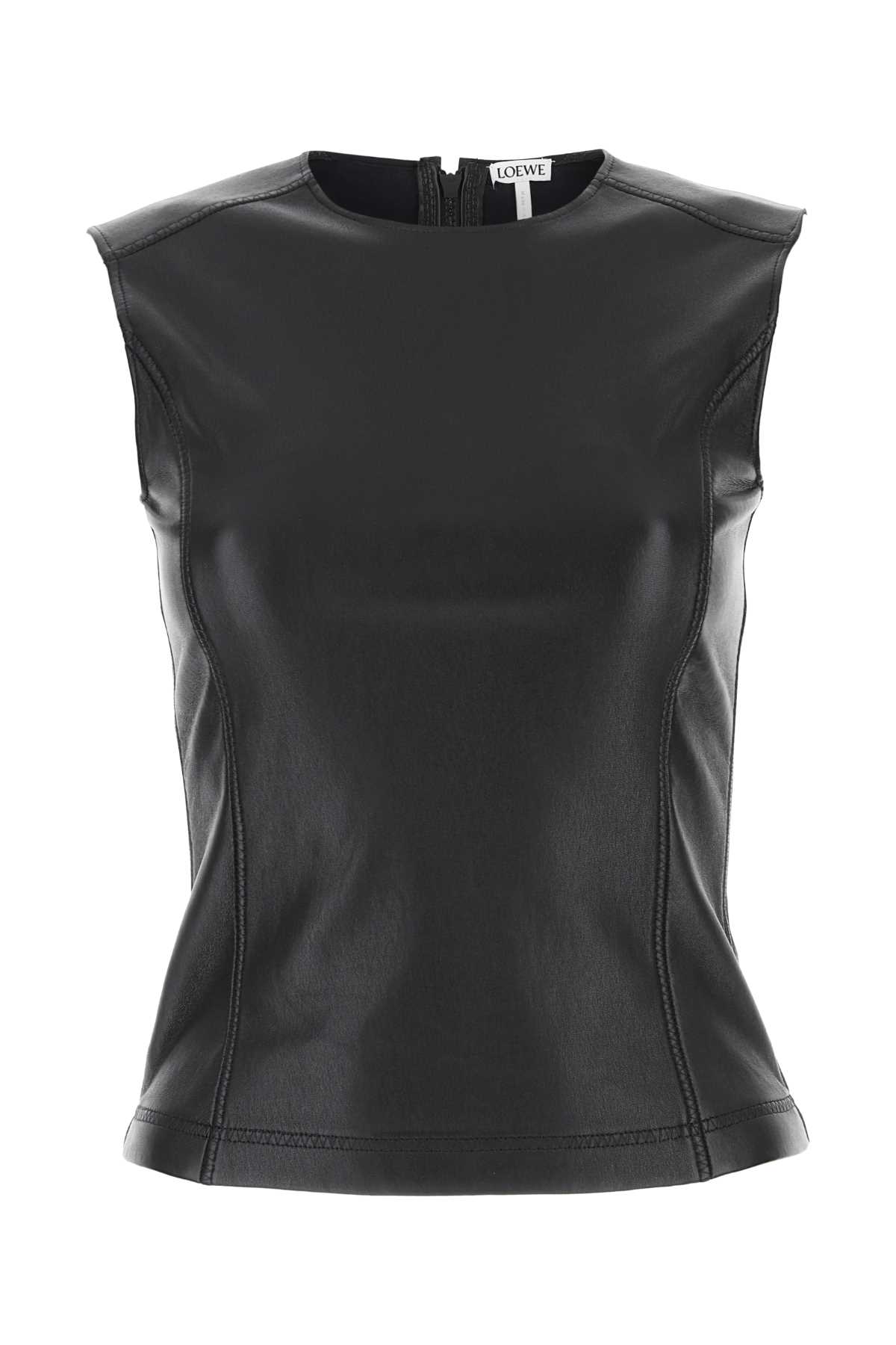 Black Leather And Fabric Top