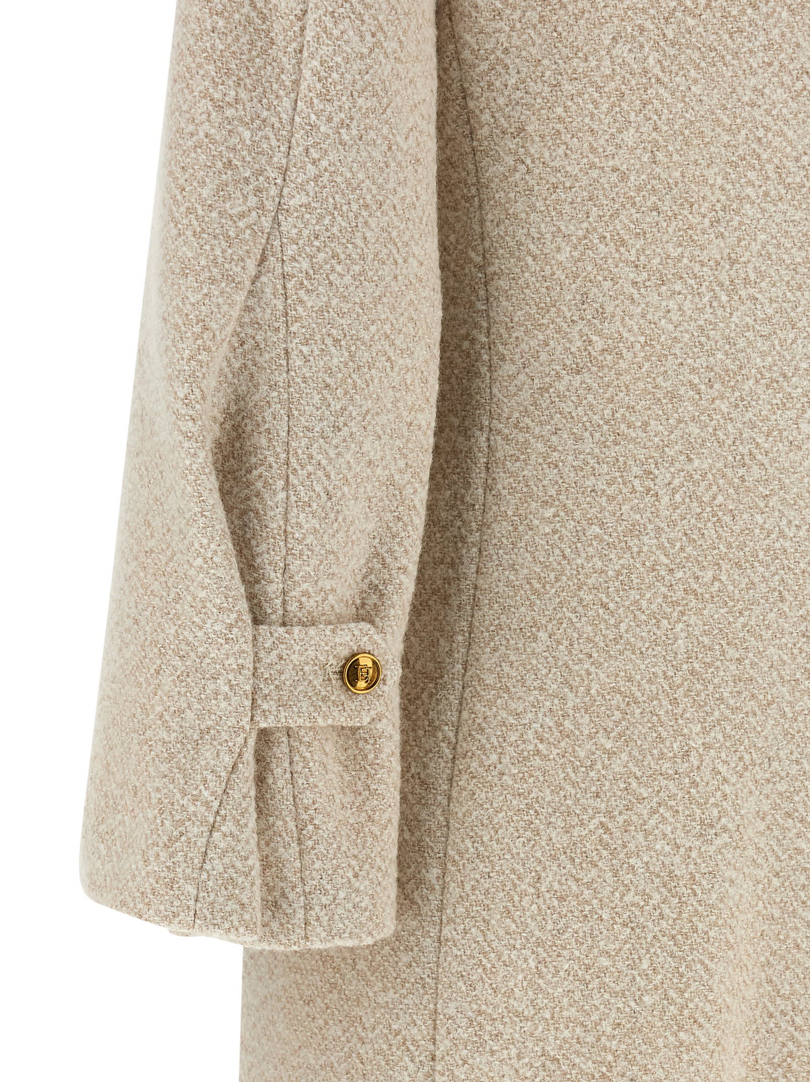 Elisabetta Franchi Double-breasted Coat Coats And Trench Coats White In Brown