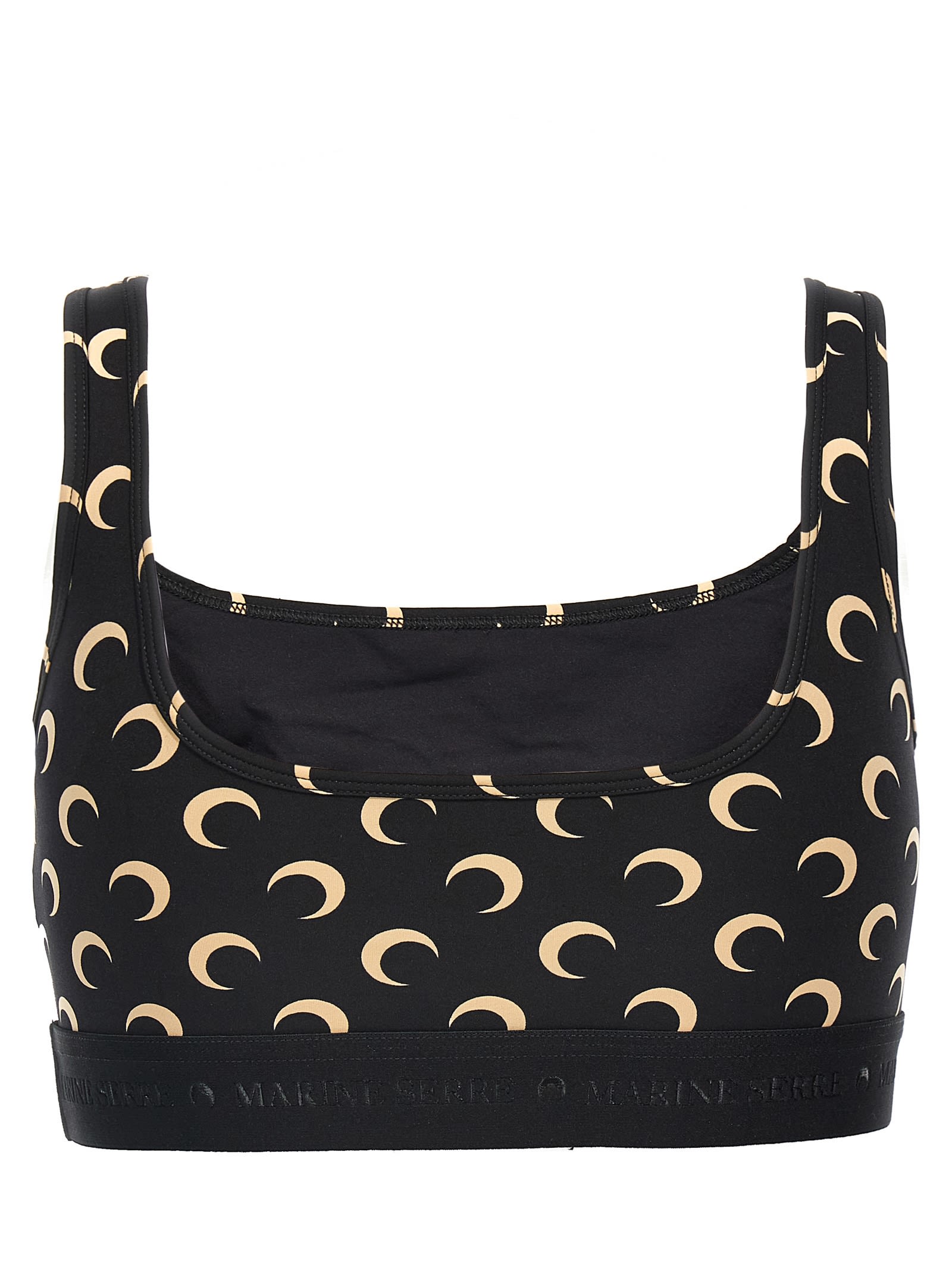 Marine Serre Fitted Underwear Top With Crescent Moon Pattern In Black