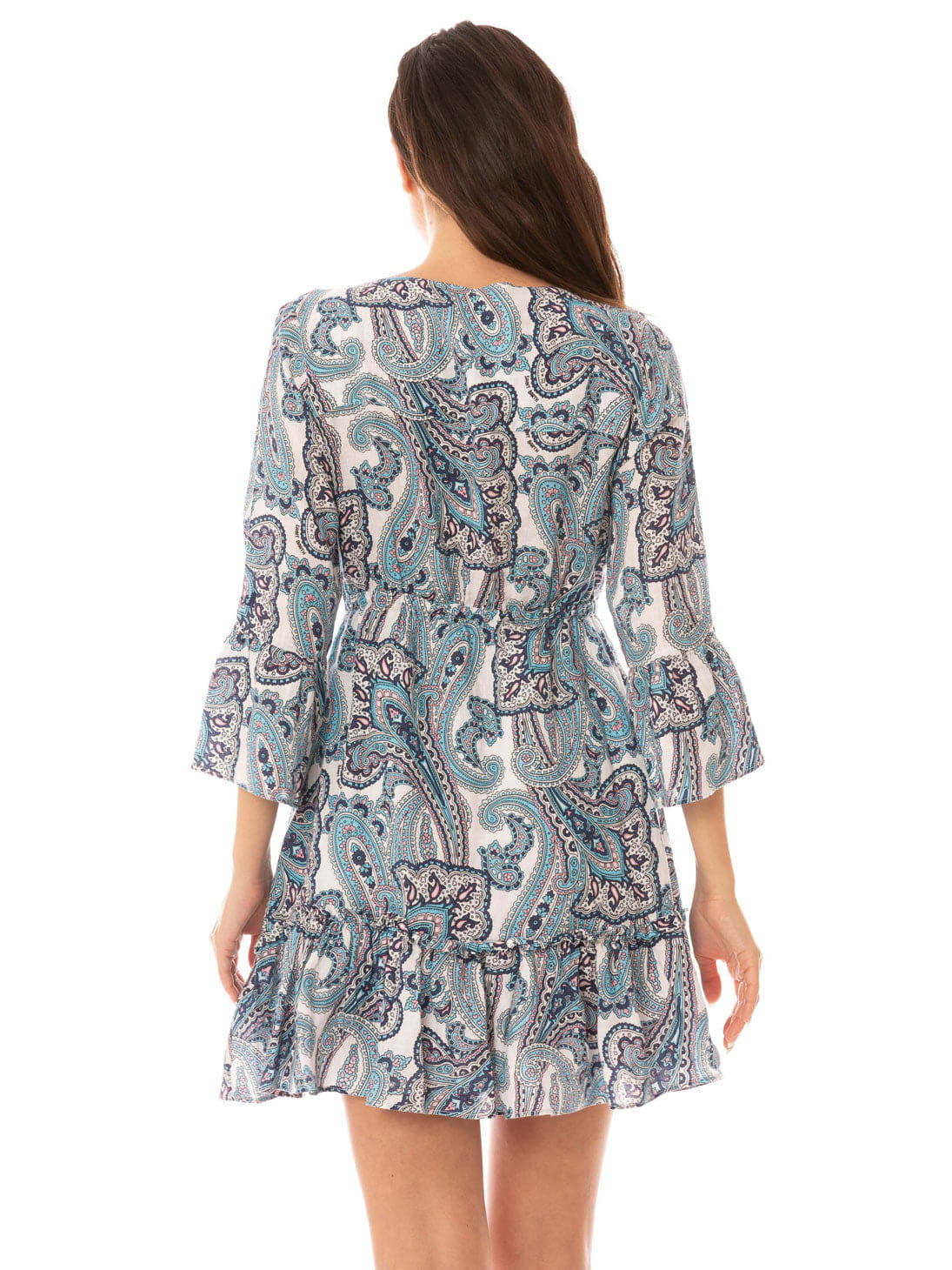 Shop Mc2 Saint Barth Woman Short Dress With Paisley Print In Blue