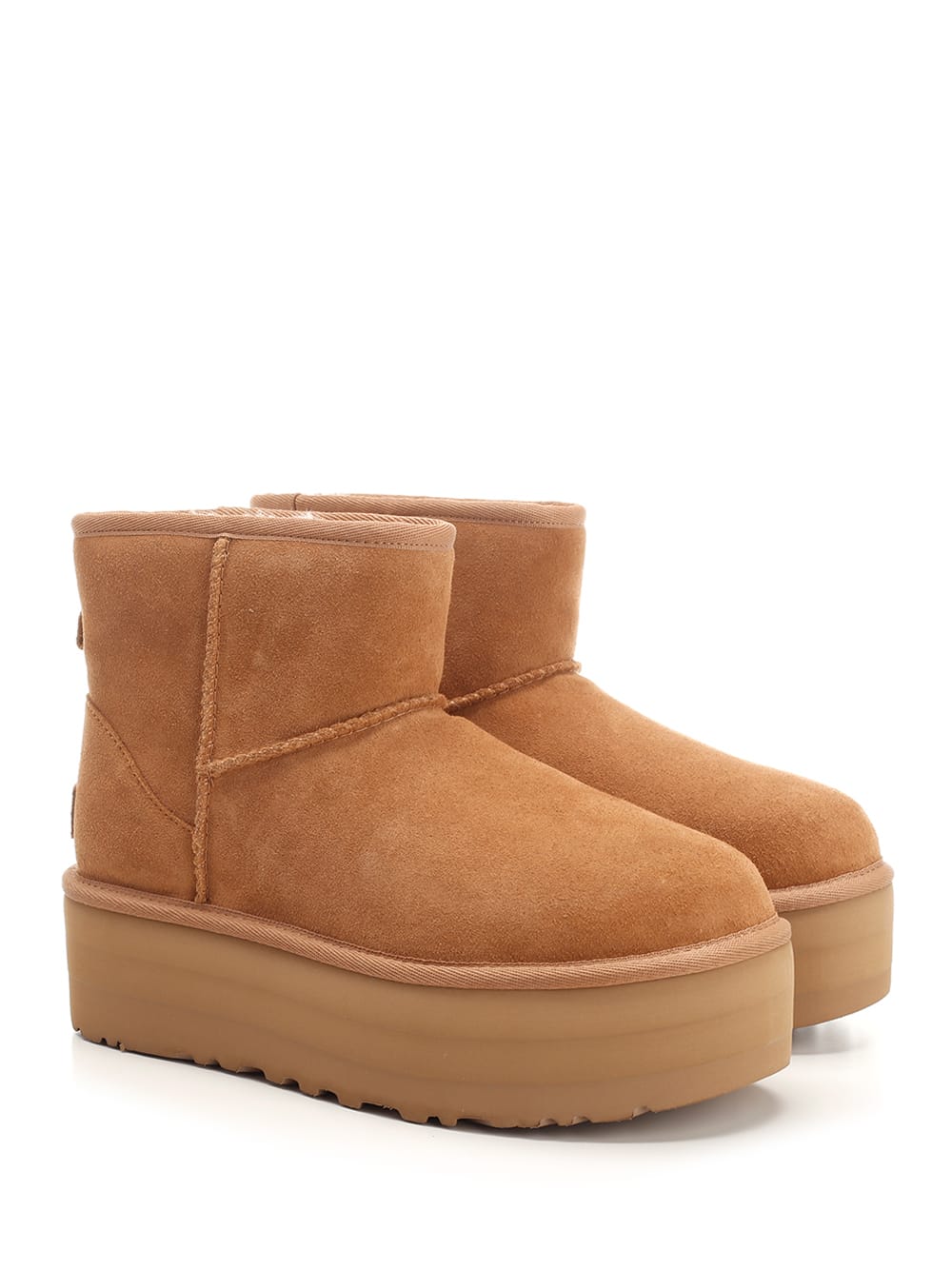 Ugg Camel Suede Classic Mini Platform Ankle Boots In Brown