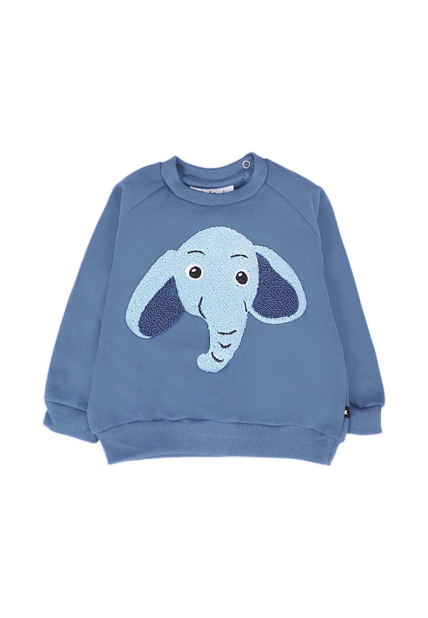 Molo Blue Sweatshirt For Baby Boy With Elephant In Blue