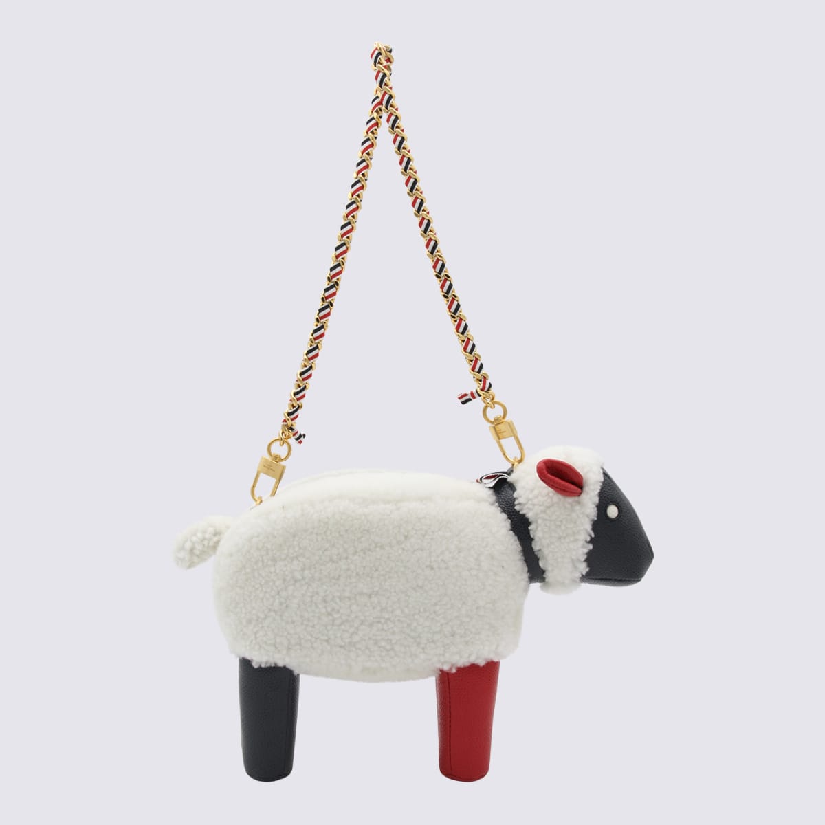 Shop Thom Browne Multicolour Leather Sheep Bag In Red