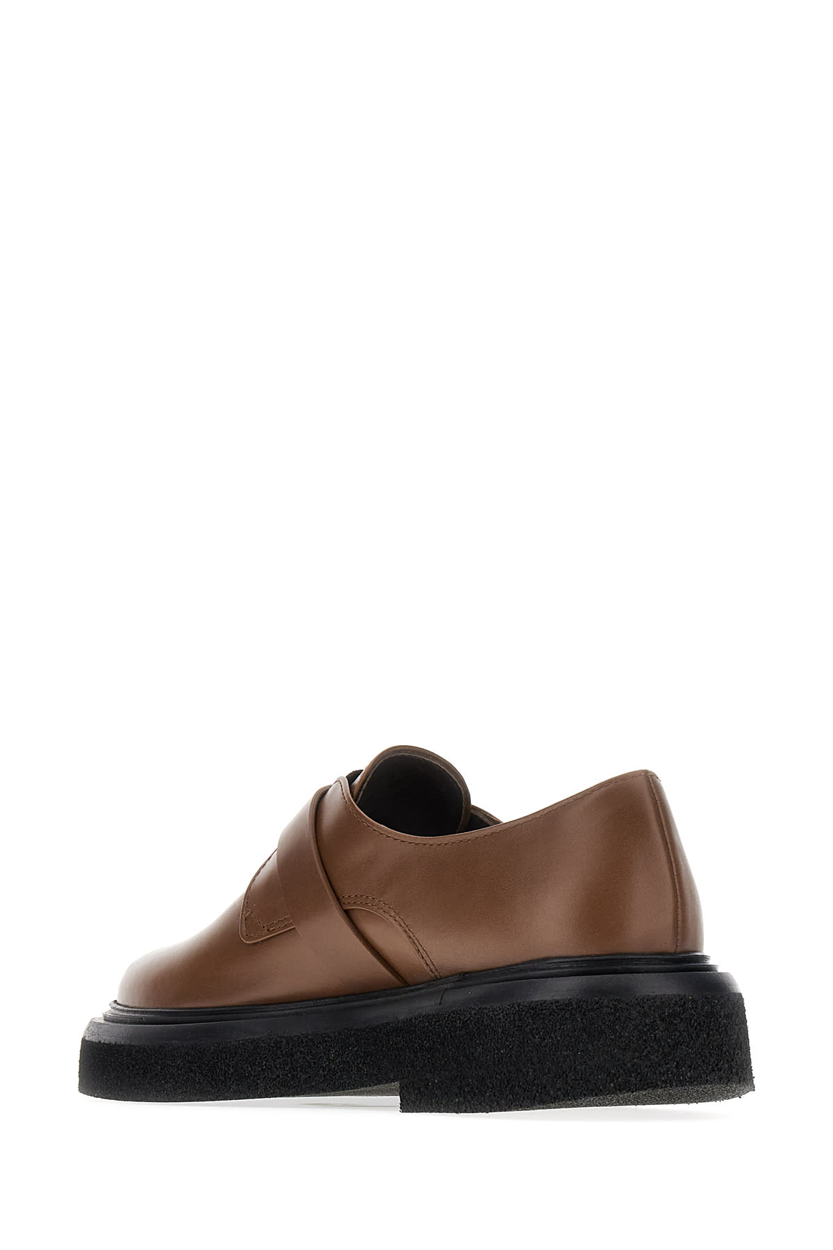 Max Mara Brown Leather Monk Strap Buckle Shoes In 006