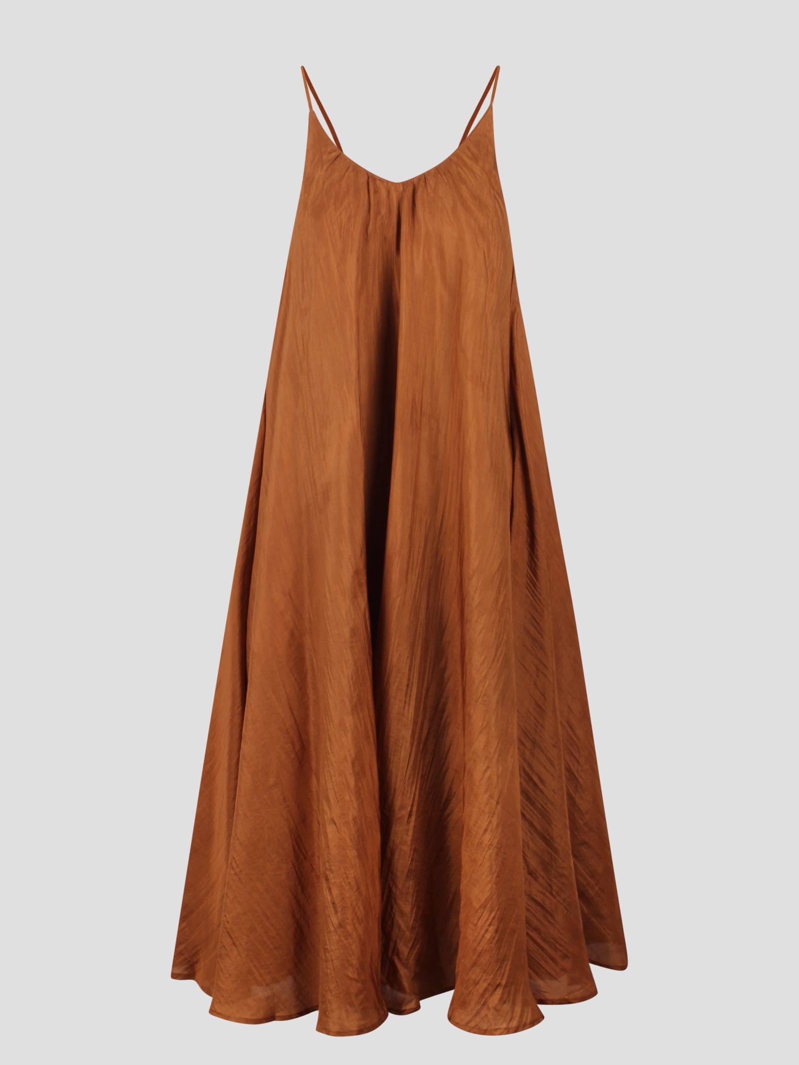 Shop The Rose Ibiza Silk Long Dress In Brown