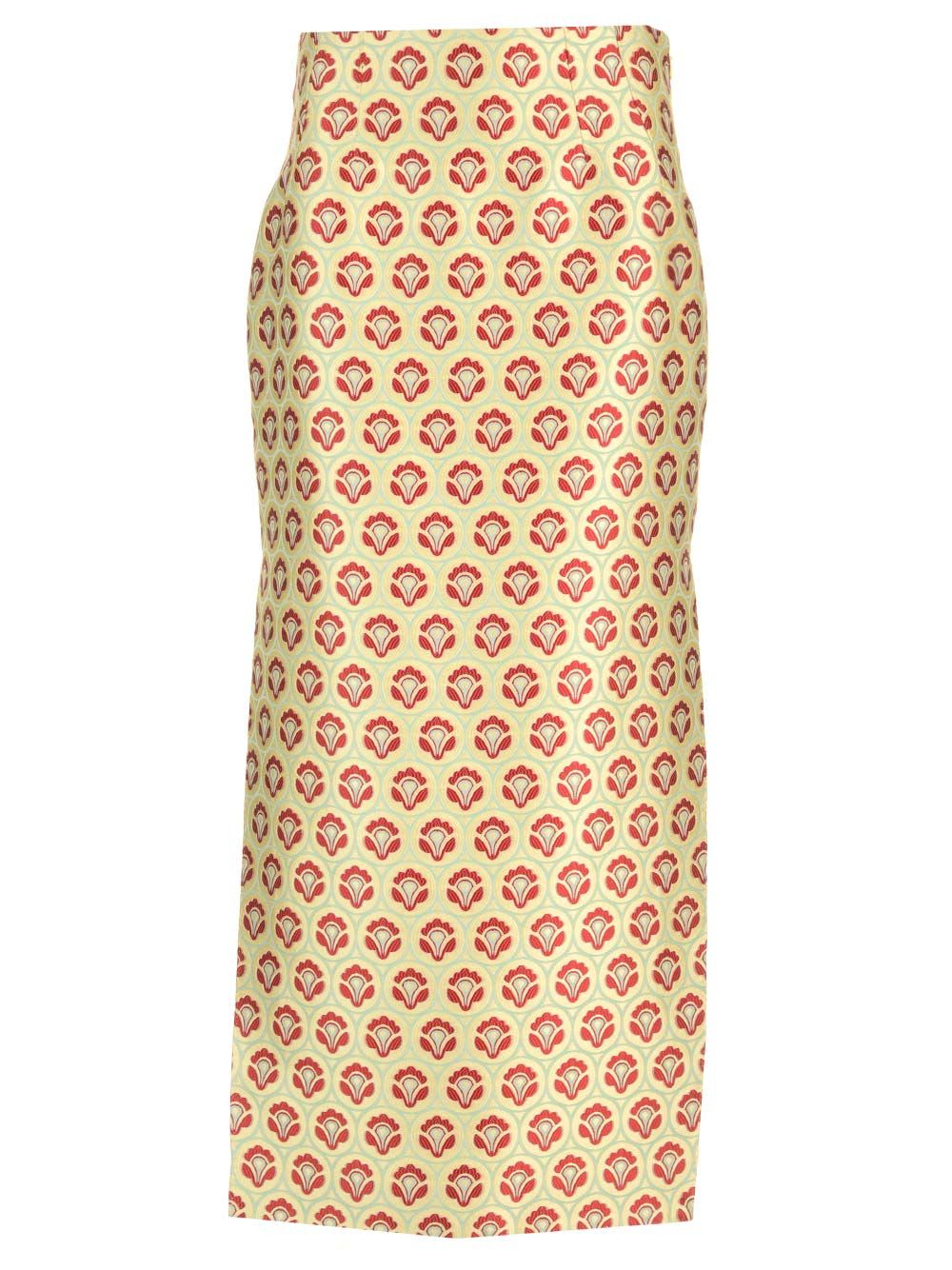 Etro Fitted Midi Skirt In Yellow