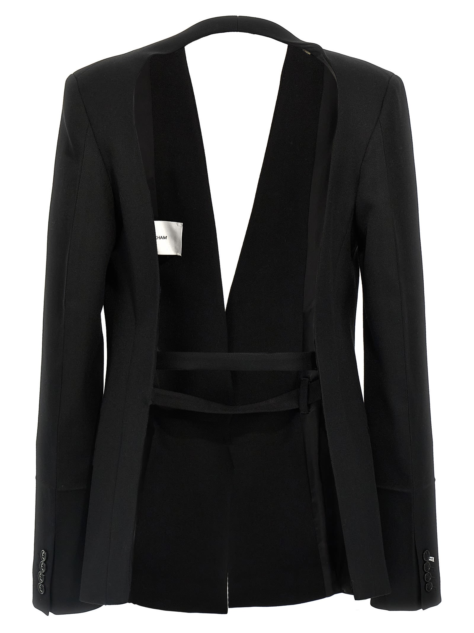 Victoria Beckham Shrunken Wrapped Wool Blazer In Black