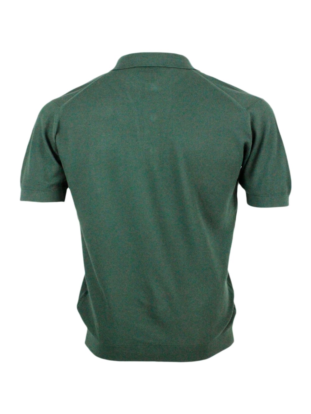 Shop John Smedley Short-sleeved Polo Shirt In Extrafine Piqué Cotton Thread With Three Buttons In Green