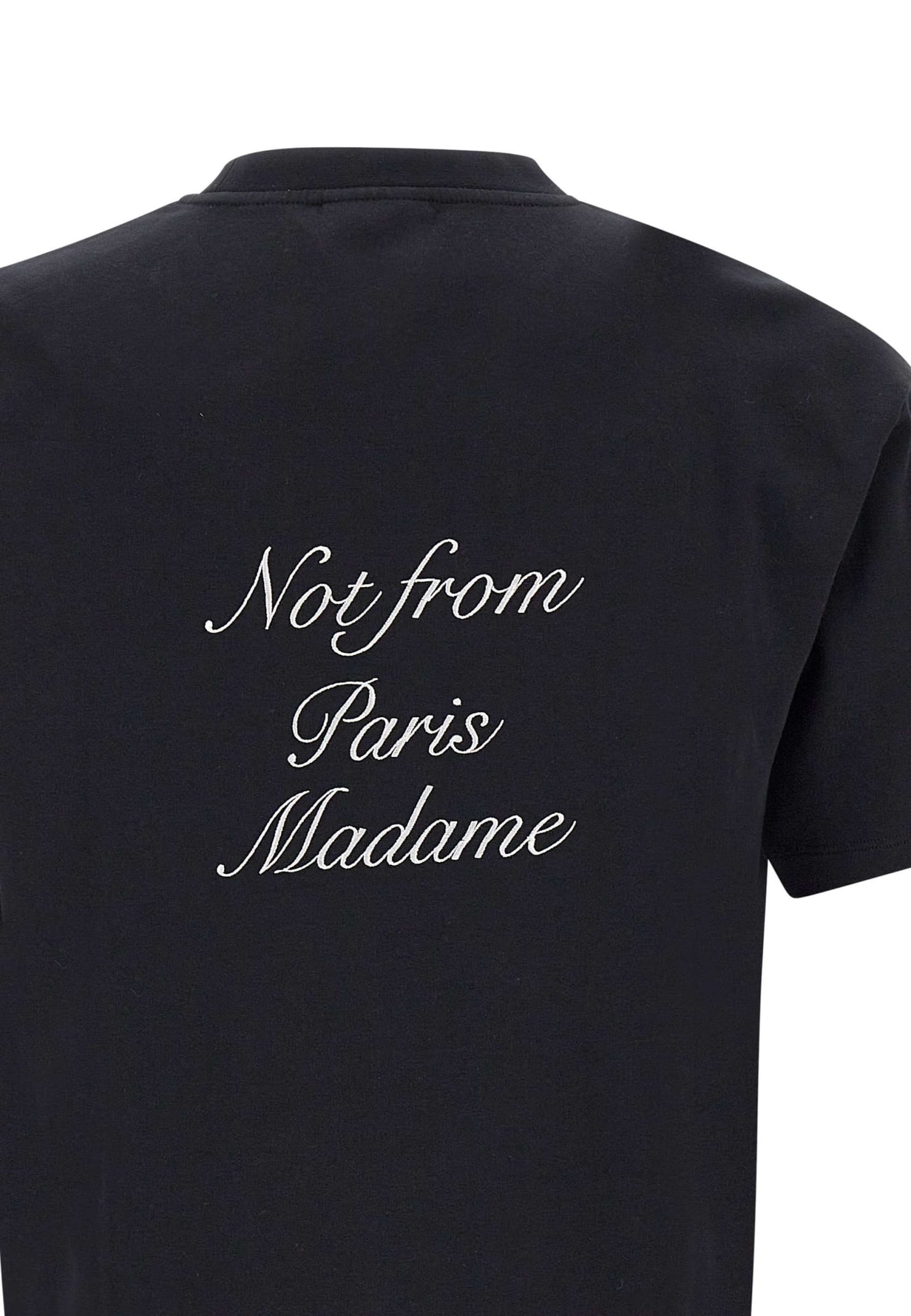 Shop Drôle De Monsieur Le Cursive Slogan T-shirt Cotton T-shirt In Black
