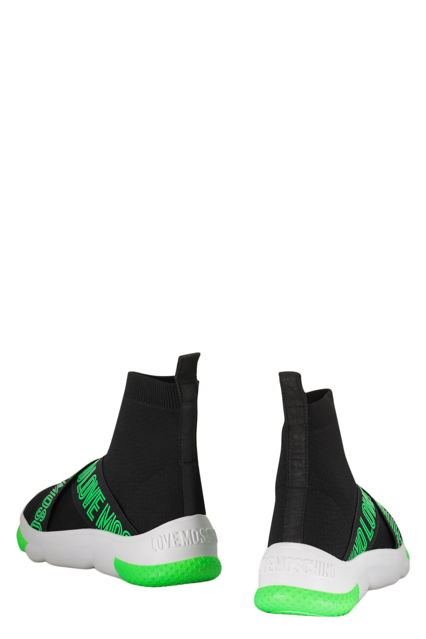 Shop Love Moschino Knitted Sock-style Sneakers In Black