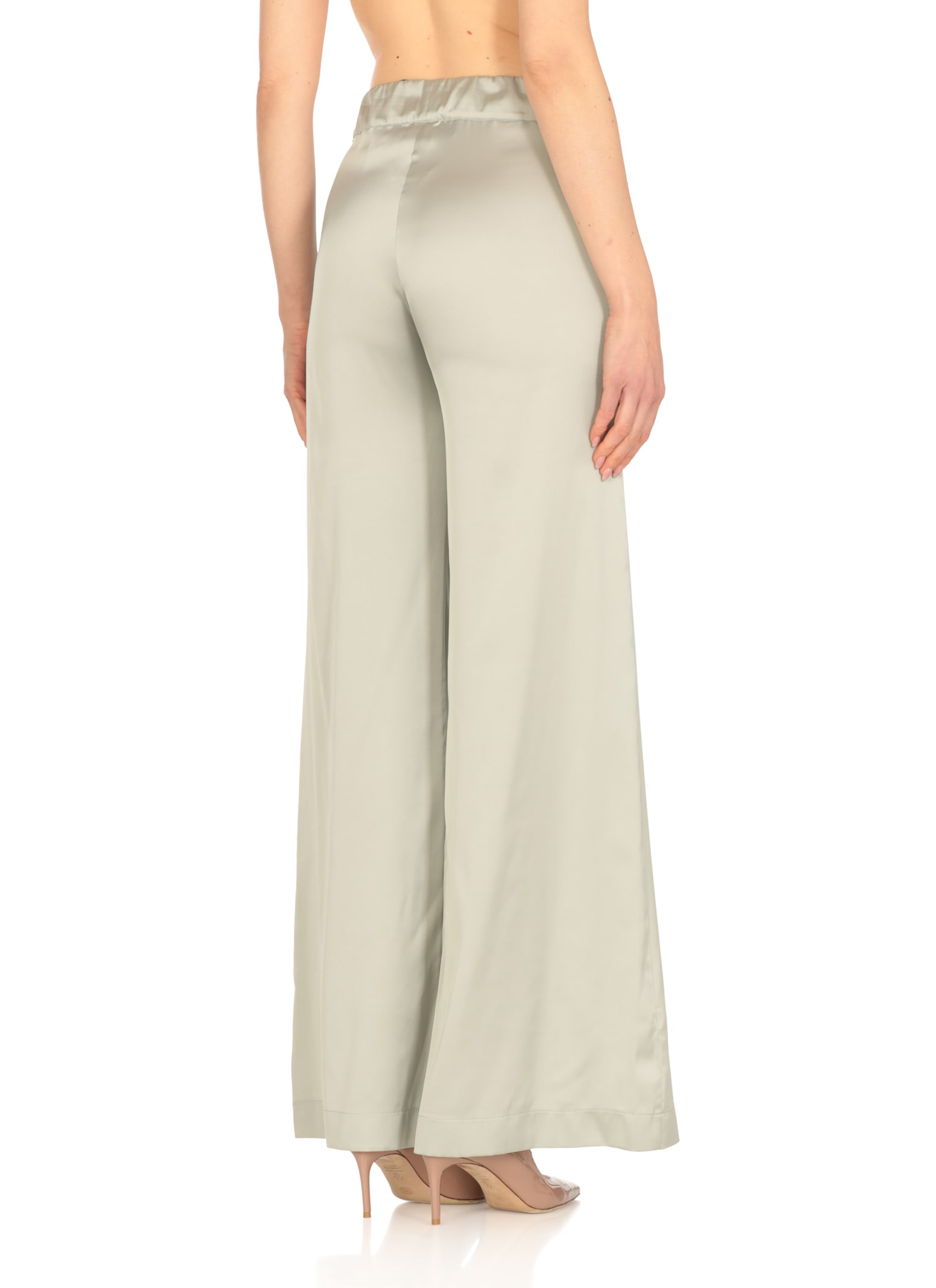D Exterior D. Exterior Grey Satin Pants In White