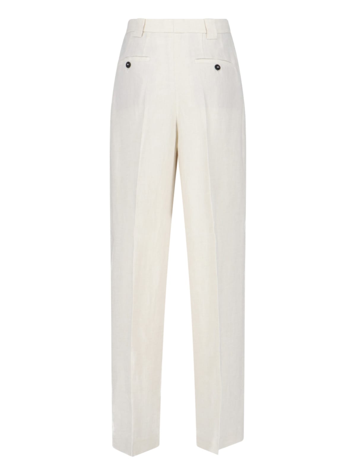 Shop Incotex Linen Pants In Crema