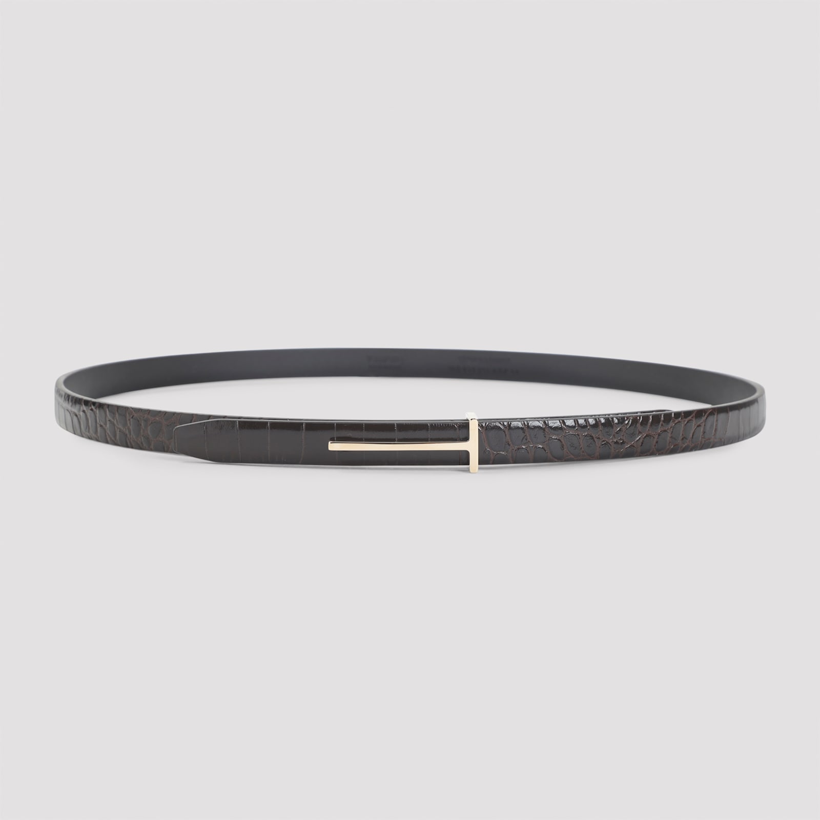 Tom Ford Black Leather Belt In Gray