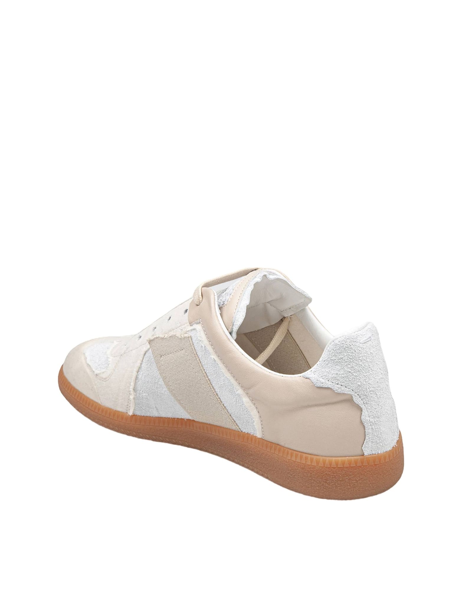 Shop Maison Margiela Replica Sneakers In Reversed Suede In Beige