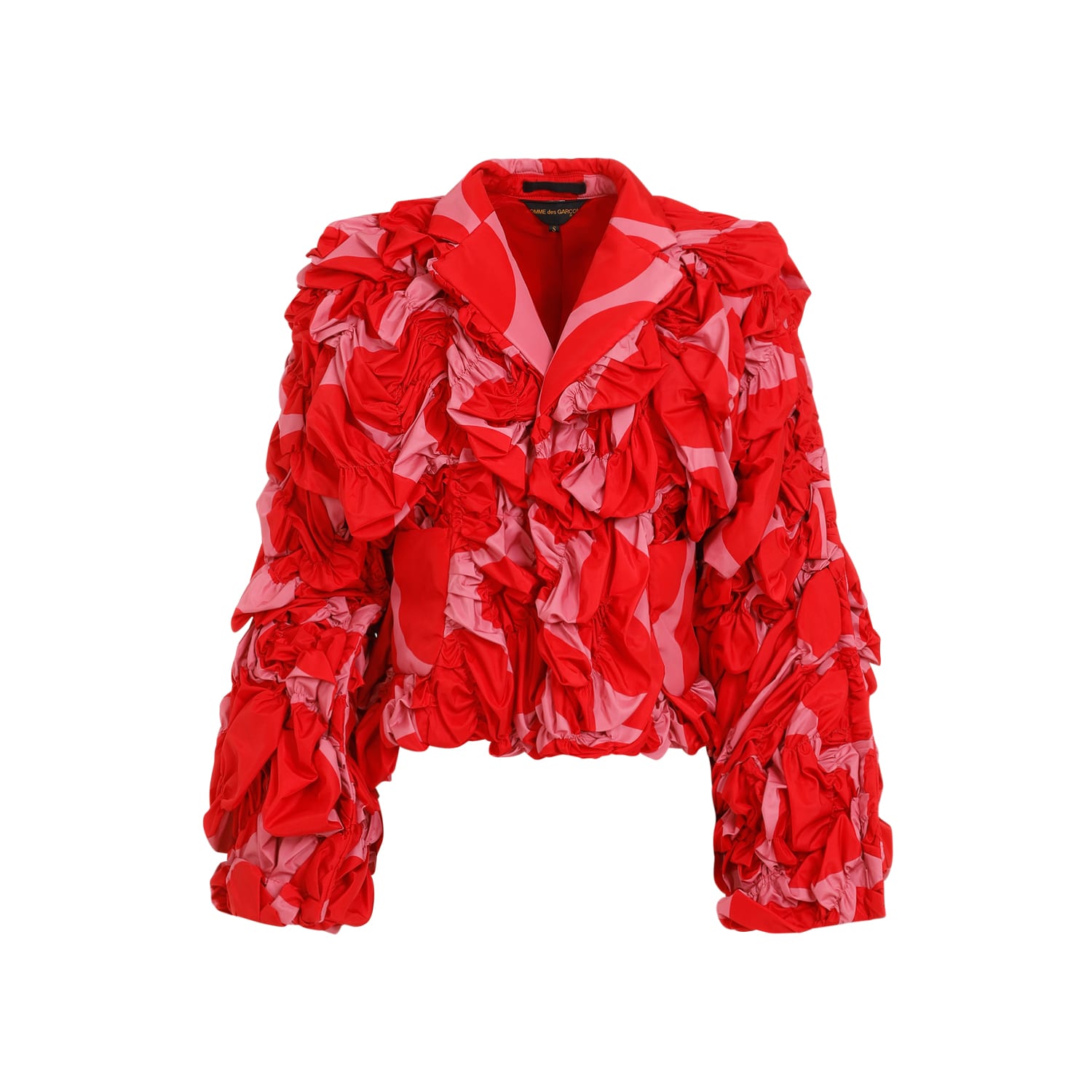 Shop Comme Des Garçons Floral-appliqué Jacket In Red