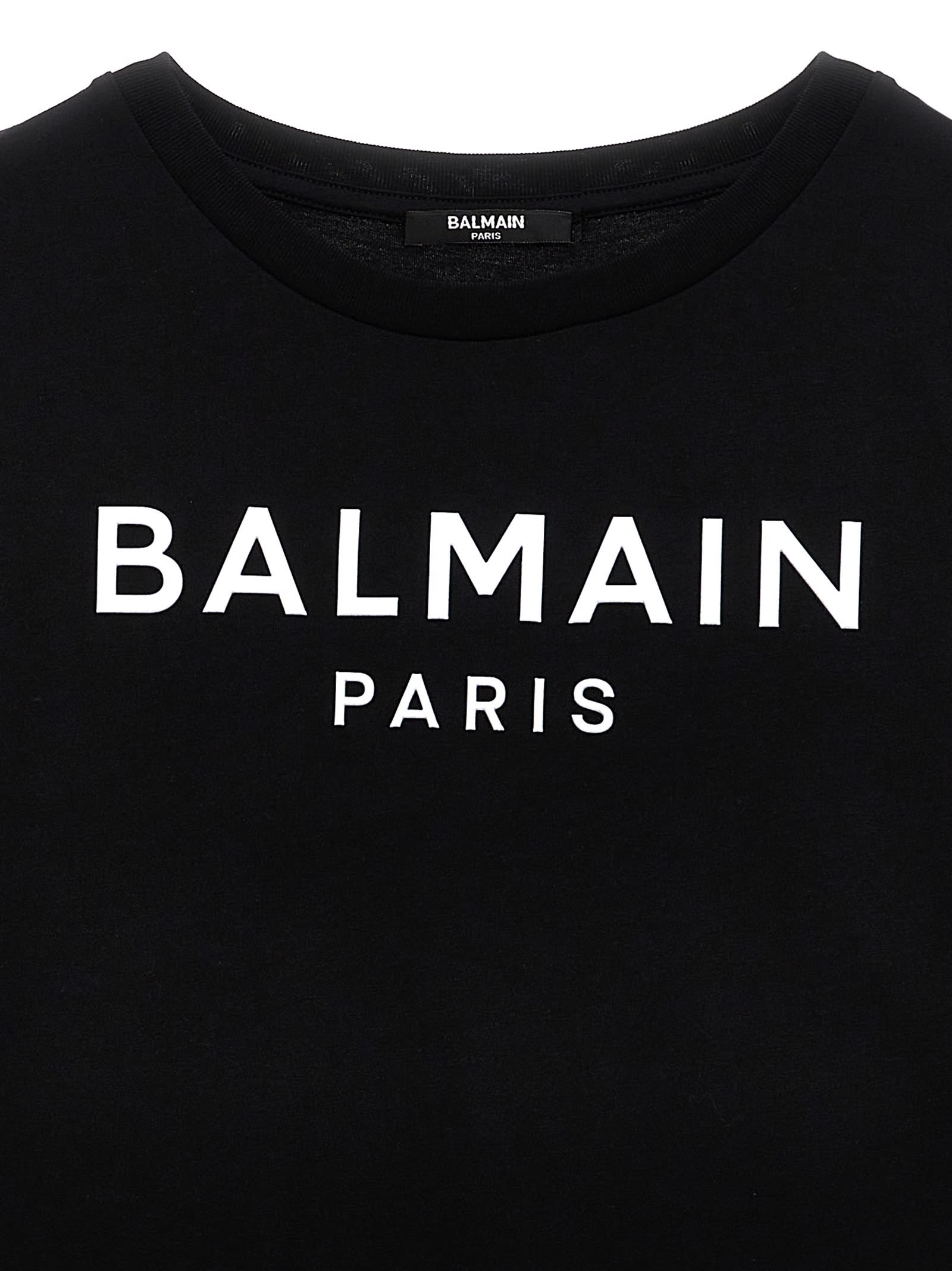 Balmain Embossed Logo T-shirt In White/black