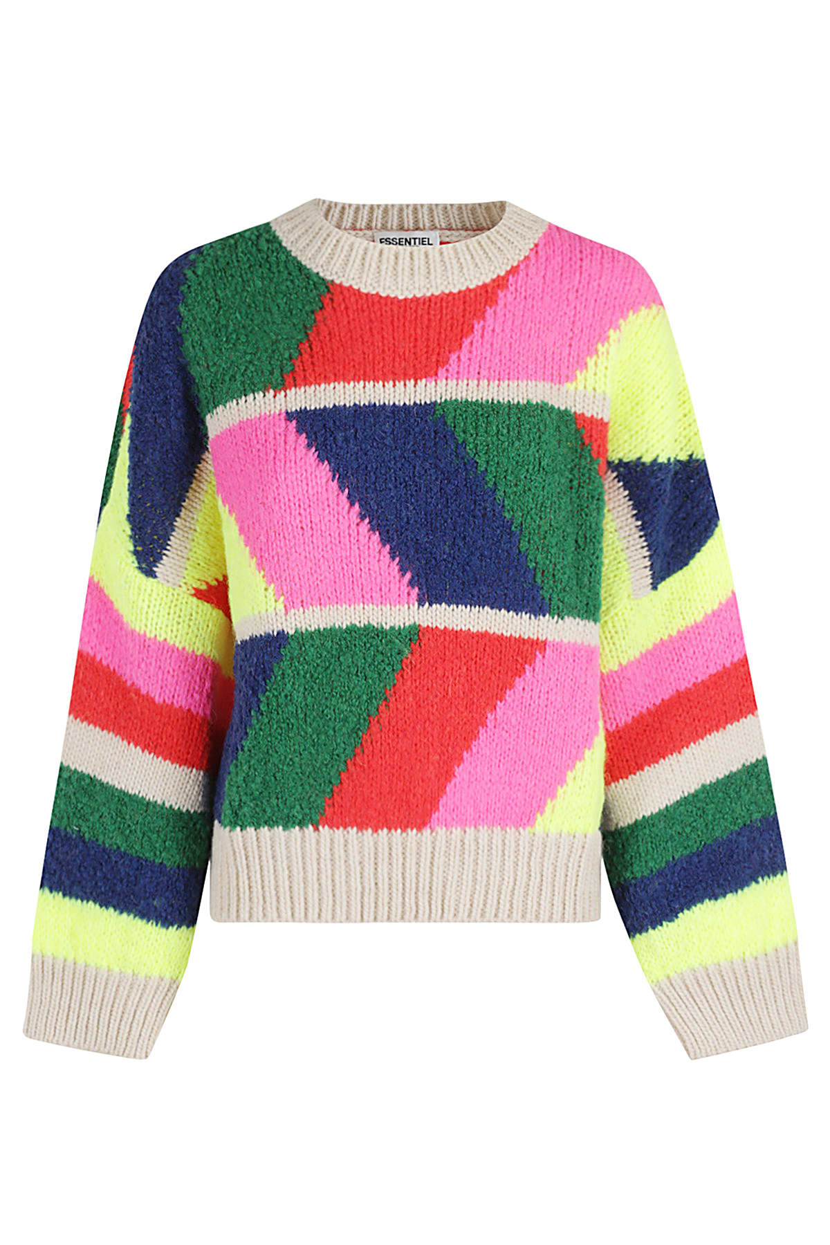 Shop Essentiel Antwerp Gradation Jacquard Knit Pull In Merengue