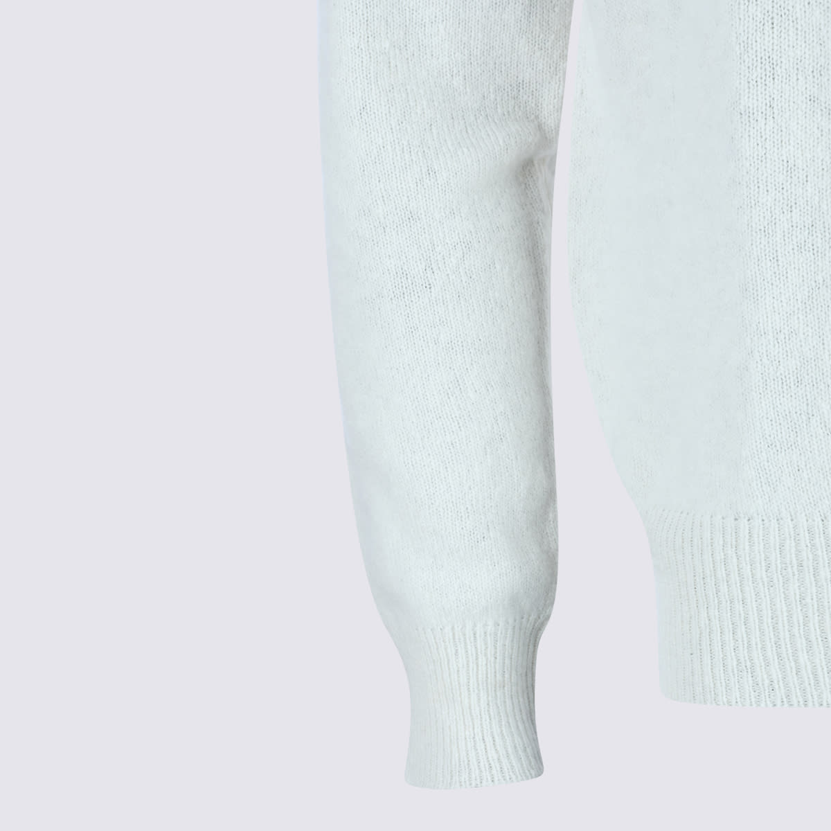 Eleventy Crewneck Collared Ribbed Cuffs In White