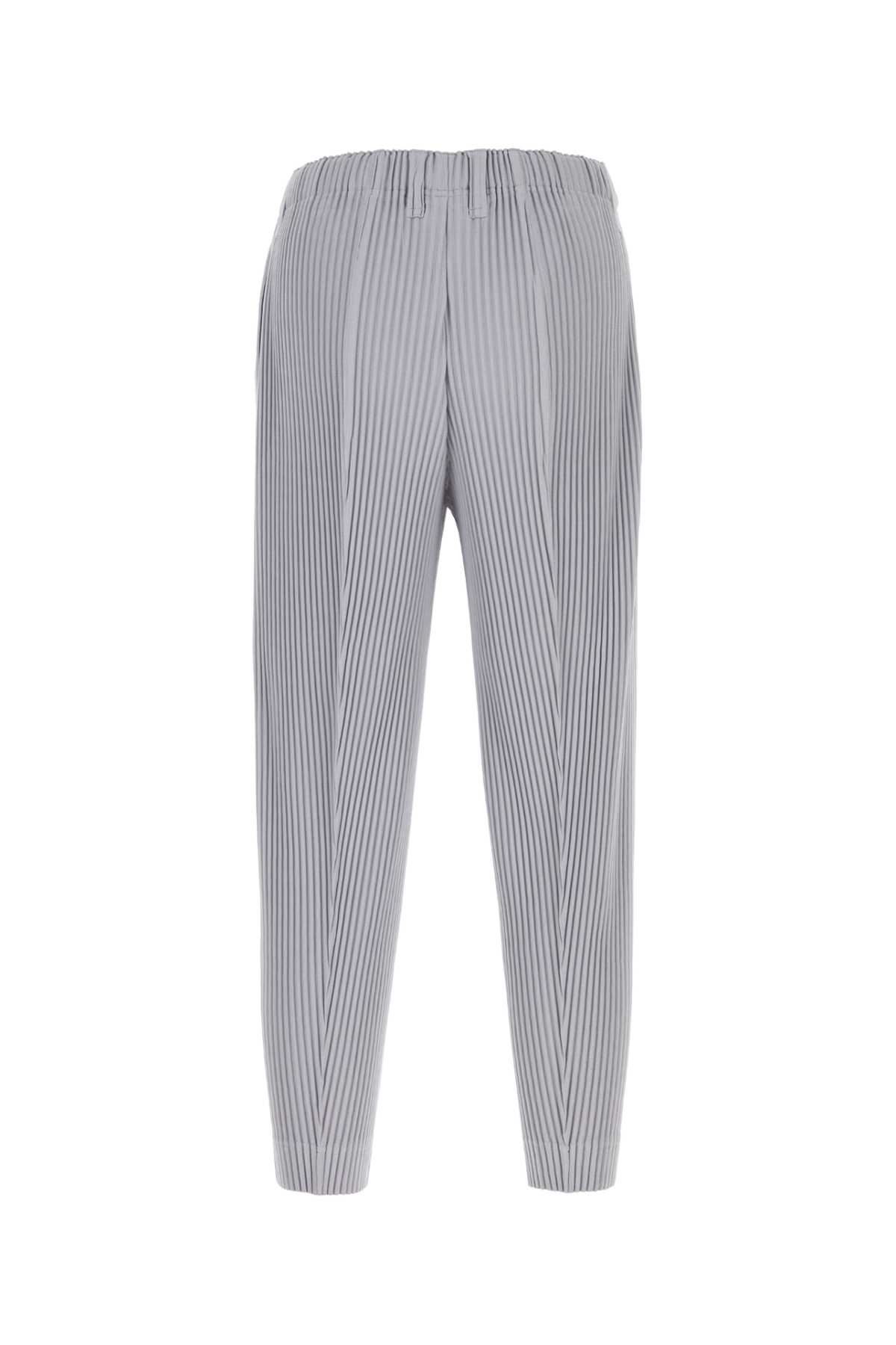 Issey Miyake Ankle Length Vertical Striped Trousers In Gray