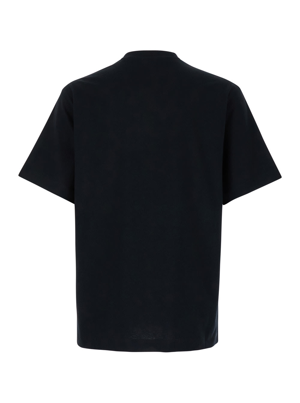 Shop Burberry Black Crewneck T-shirt With Logo Lettering On The Front In Cotton Man