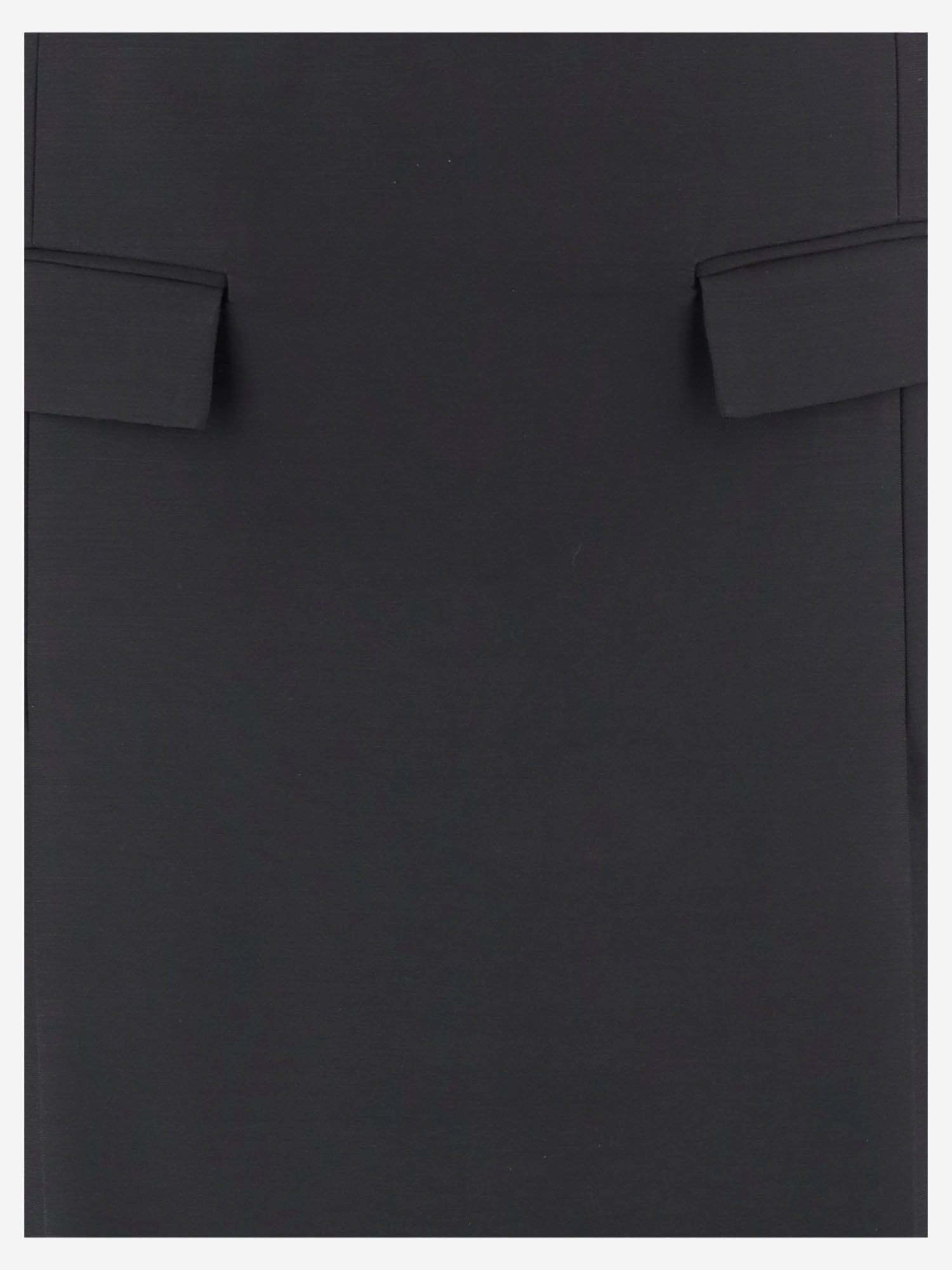 Ferragamo Viscose And Wool Skirt With Double Slit In Black