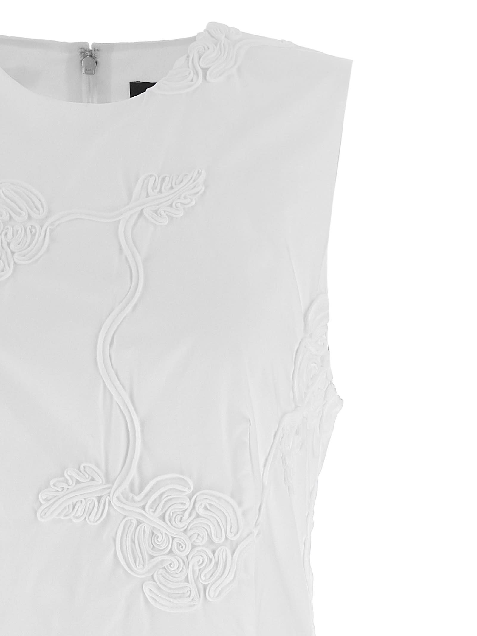 Rotate Birger Christensen Flared Cotton Poplin Dress In White
