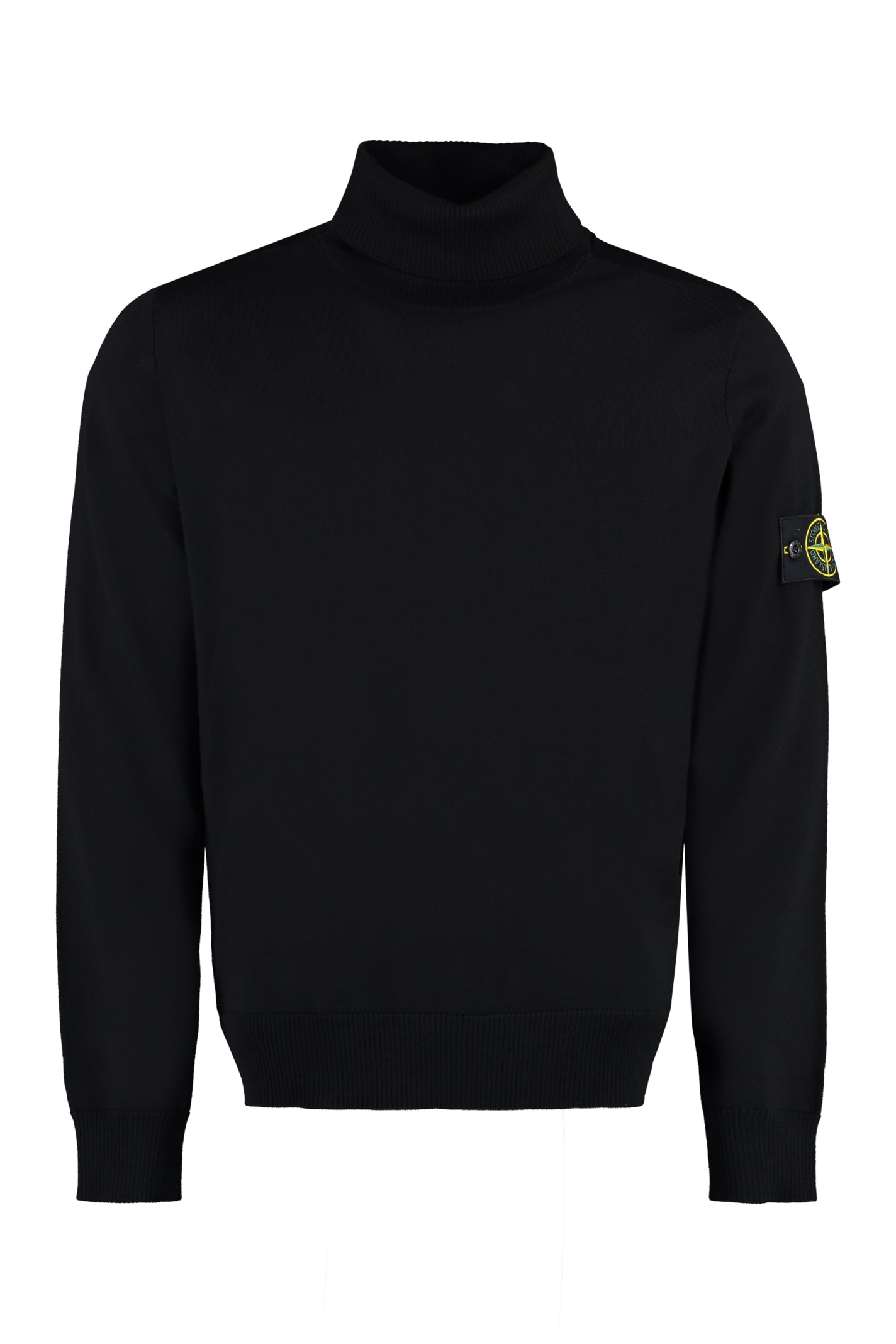 Shop Stone Island Virgin-wool Turtleneck Sweater Sweater In Black