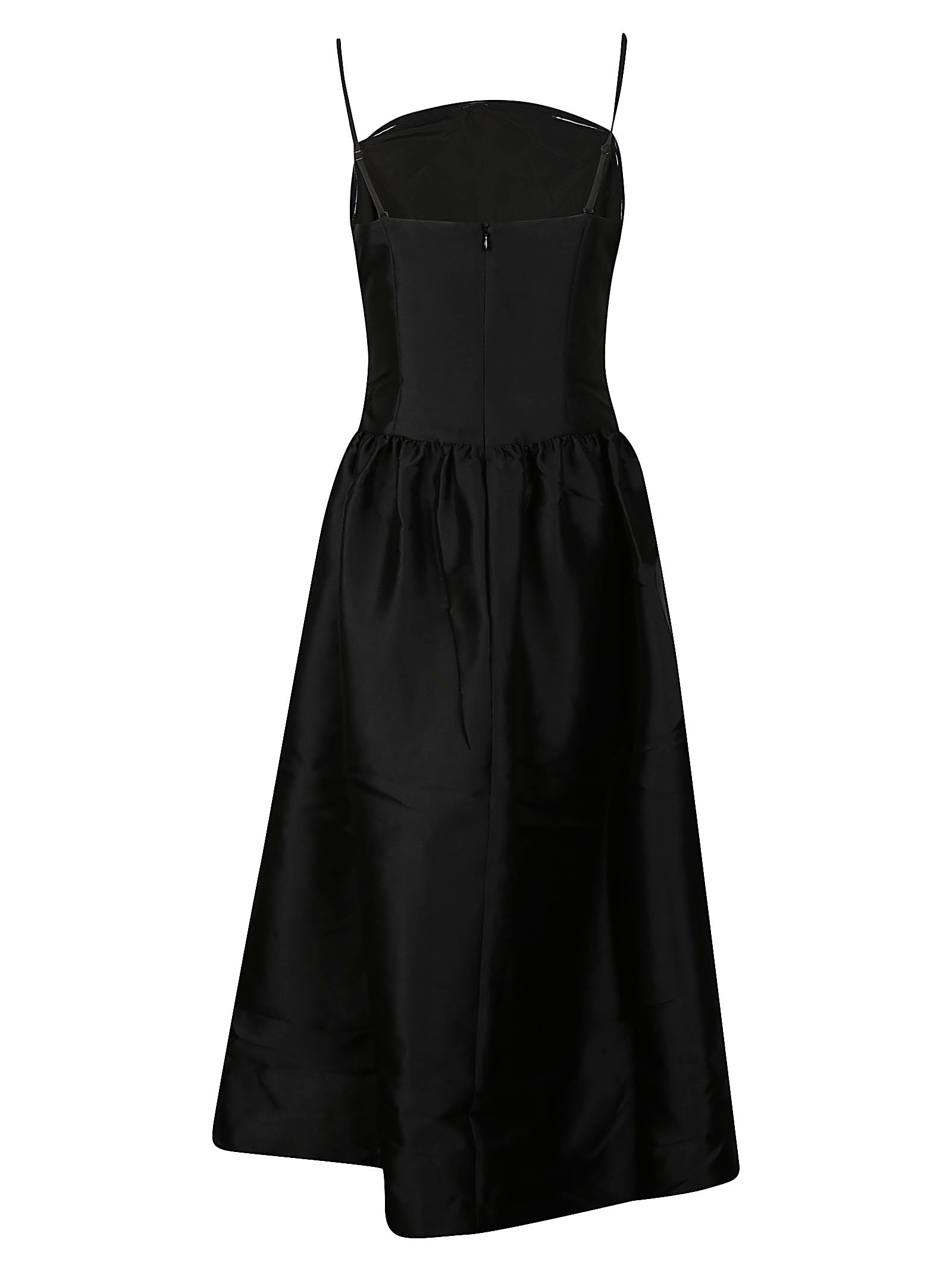 Shop Self-portrait Taffeta Midi Dress In Black