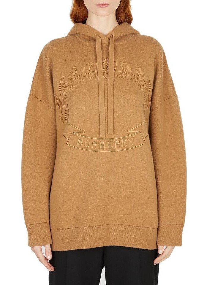 BURBERRY LOGO EMBROIDERED HOODED SWEATER