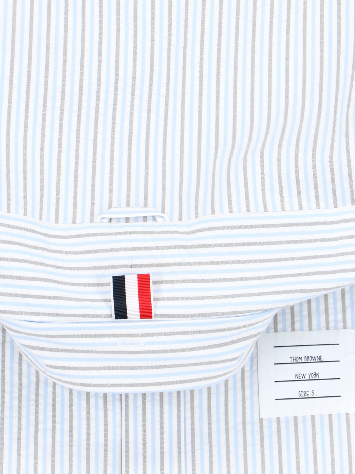 Shop Thom Browne Striped Shirt In Light Blue