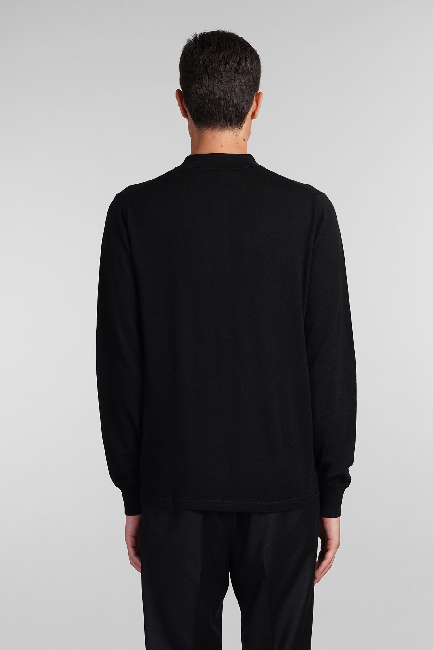 Shop Aspesi M197 Polo In Black Wool