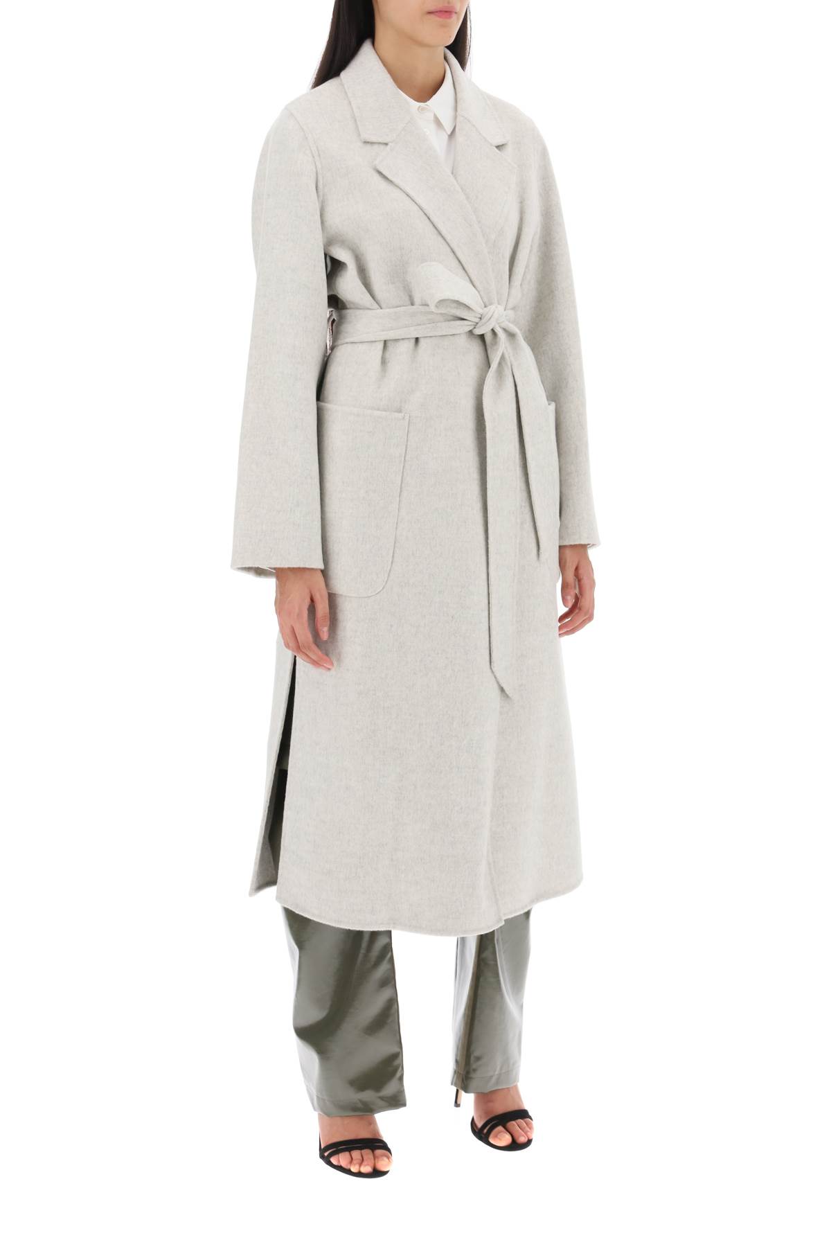 Shop Ivy & Oak Celia Wrap Coat In Perl Grey Melange (grey)