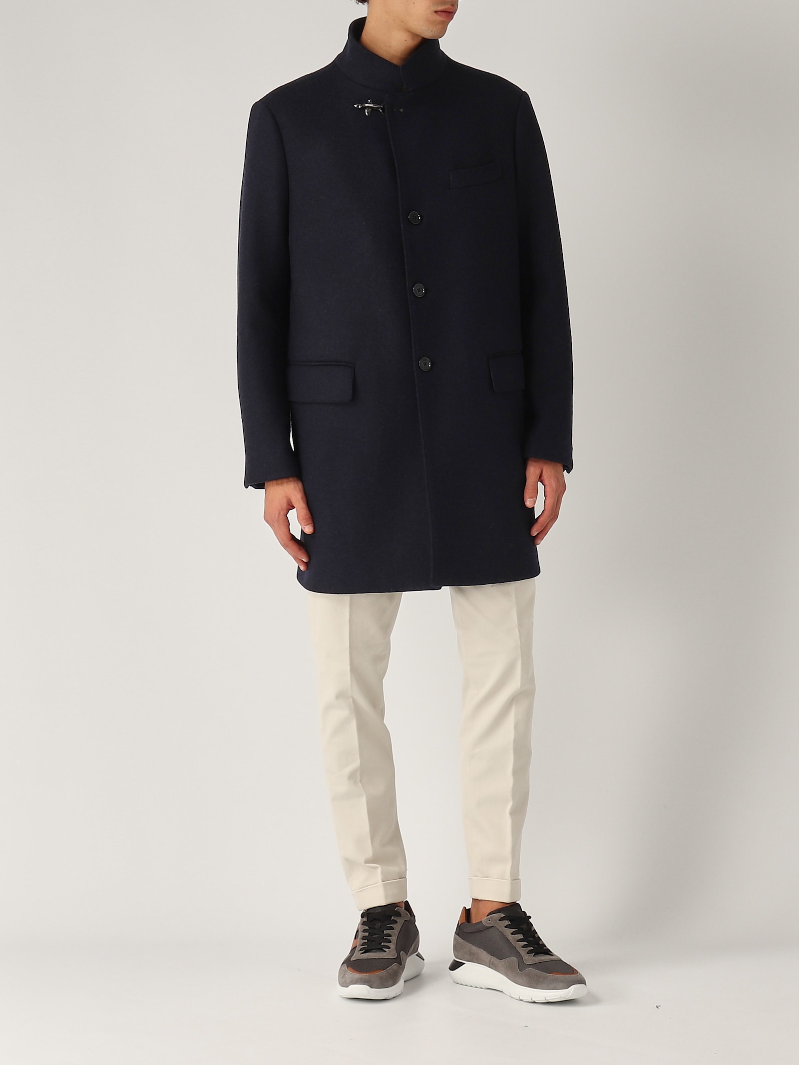 Shop Fay New Duty Coat Misto Lana Coat In Navy