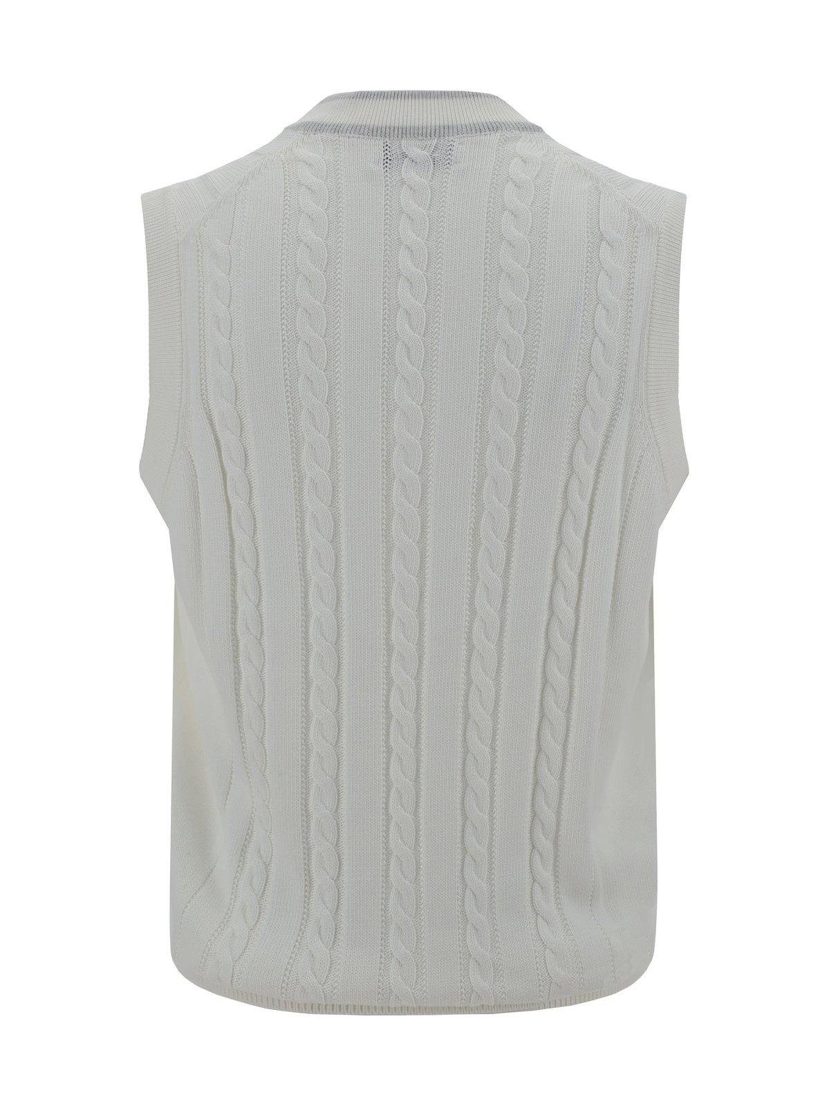 Shop Brunello Cucinelli V-neck Knitted Vest In White