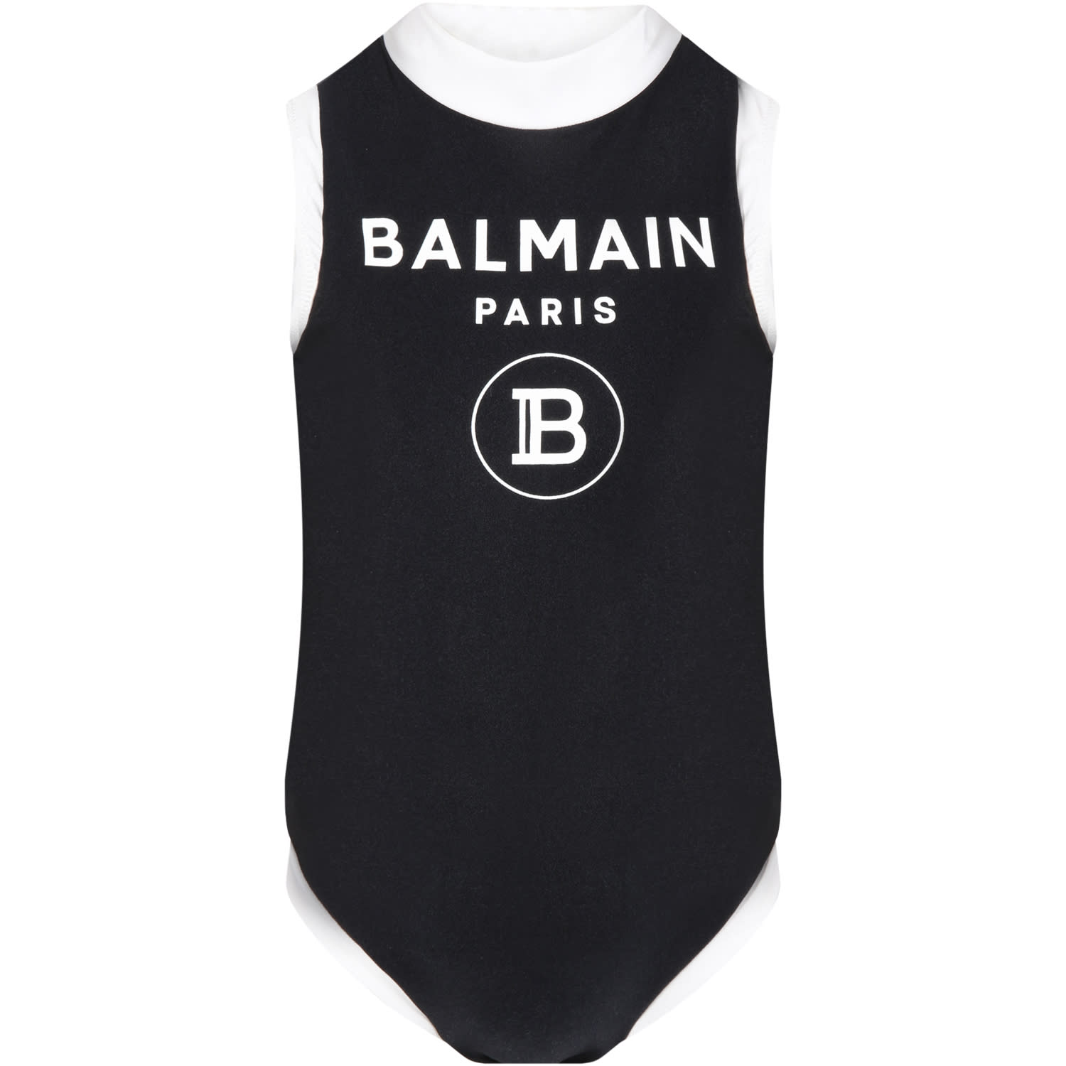 Balmain Black Swimsuit One-piece For Girl With Logo