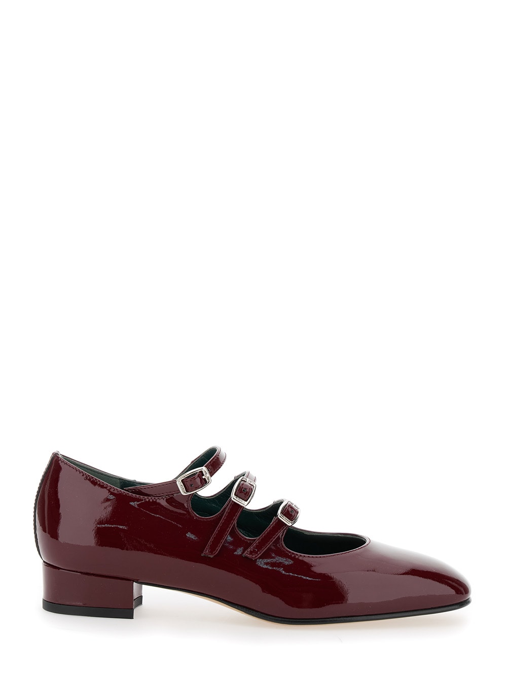 ariana Bordeaux Pumps With Buckle Strap Closure In Patent Leather Woman
