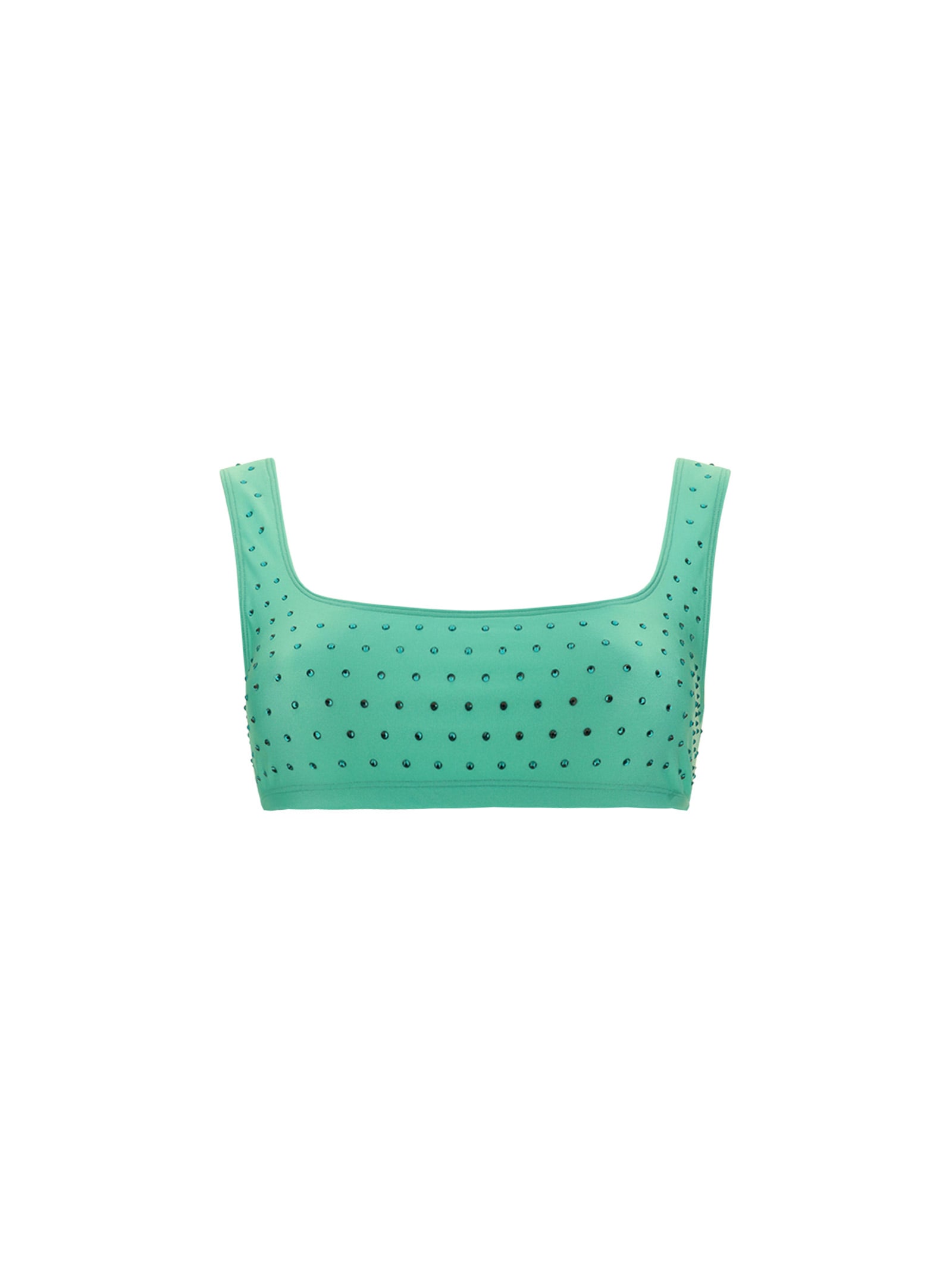 The Andamane Rhinestone Cropped Top In Tiffany