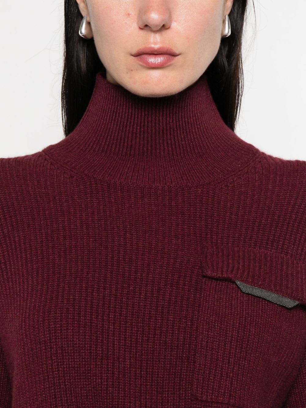 Brunello Cucinelli Cashmere Turtle-neck Jumper In Burgundy